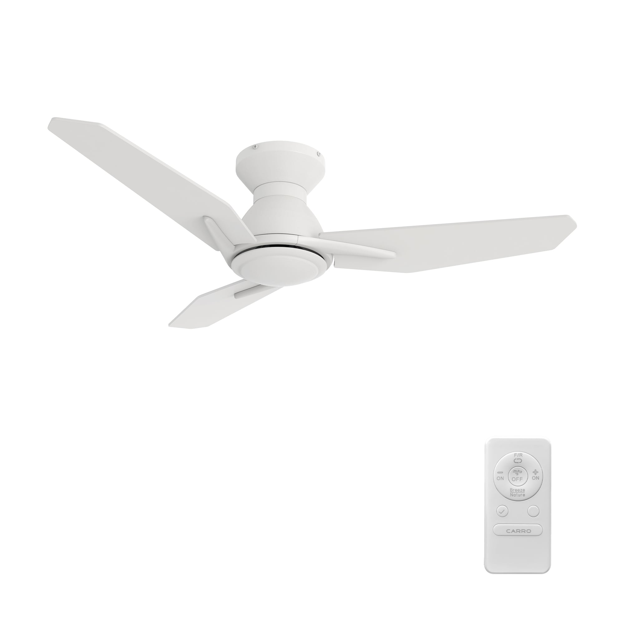 CARRO USA LCFR443J3-N10-W1-FM Deville 44-in Flush Mount White with White Blades Ceiling Fan Without Light - Remote Included ( 3 -Blade )