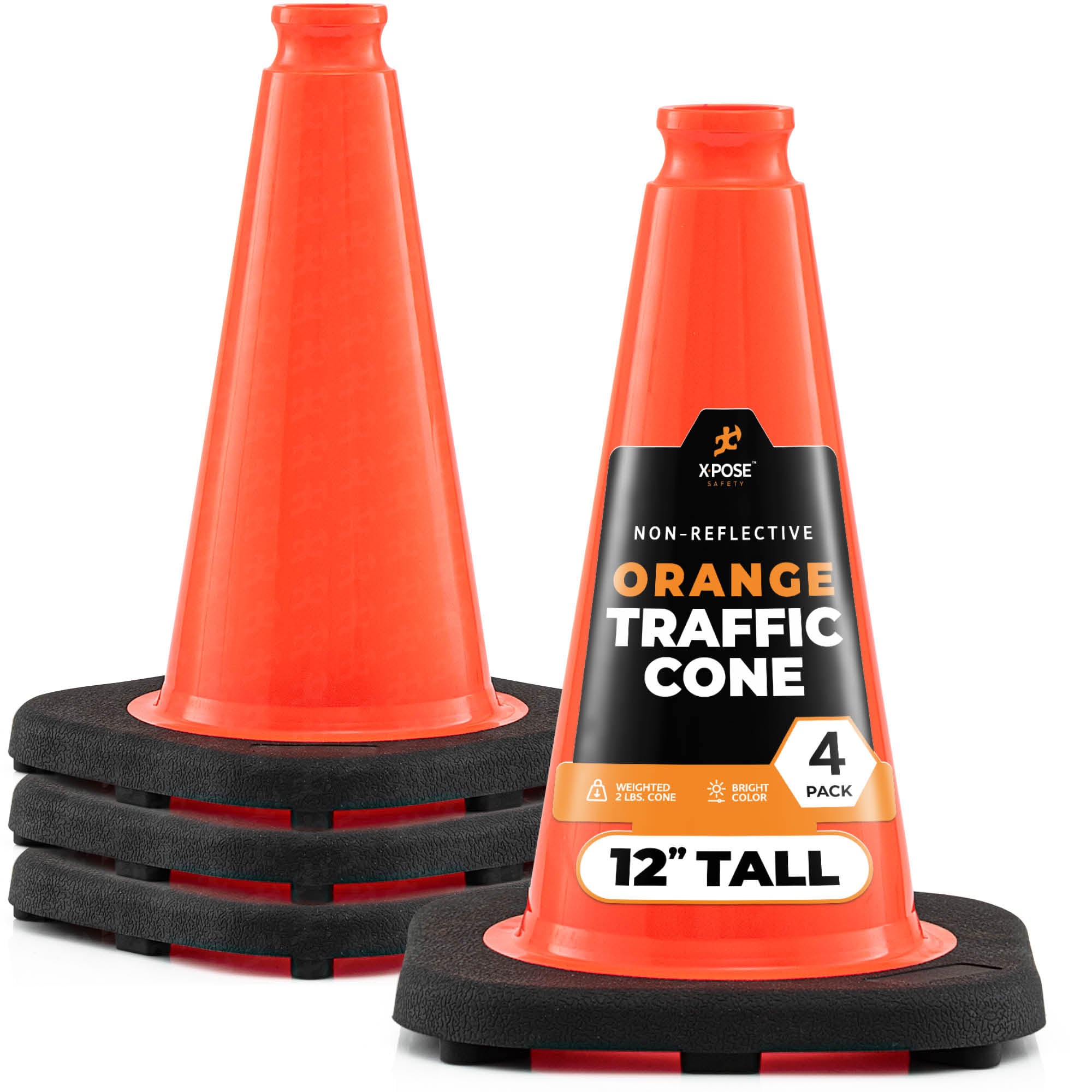 XPOSE SAFETY OTC12-4-X-S 4 -Pack 9-in Orange Traffic safety cone