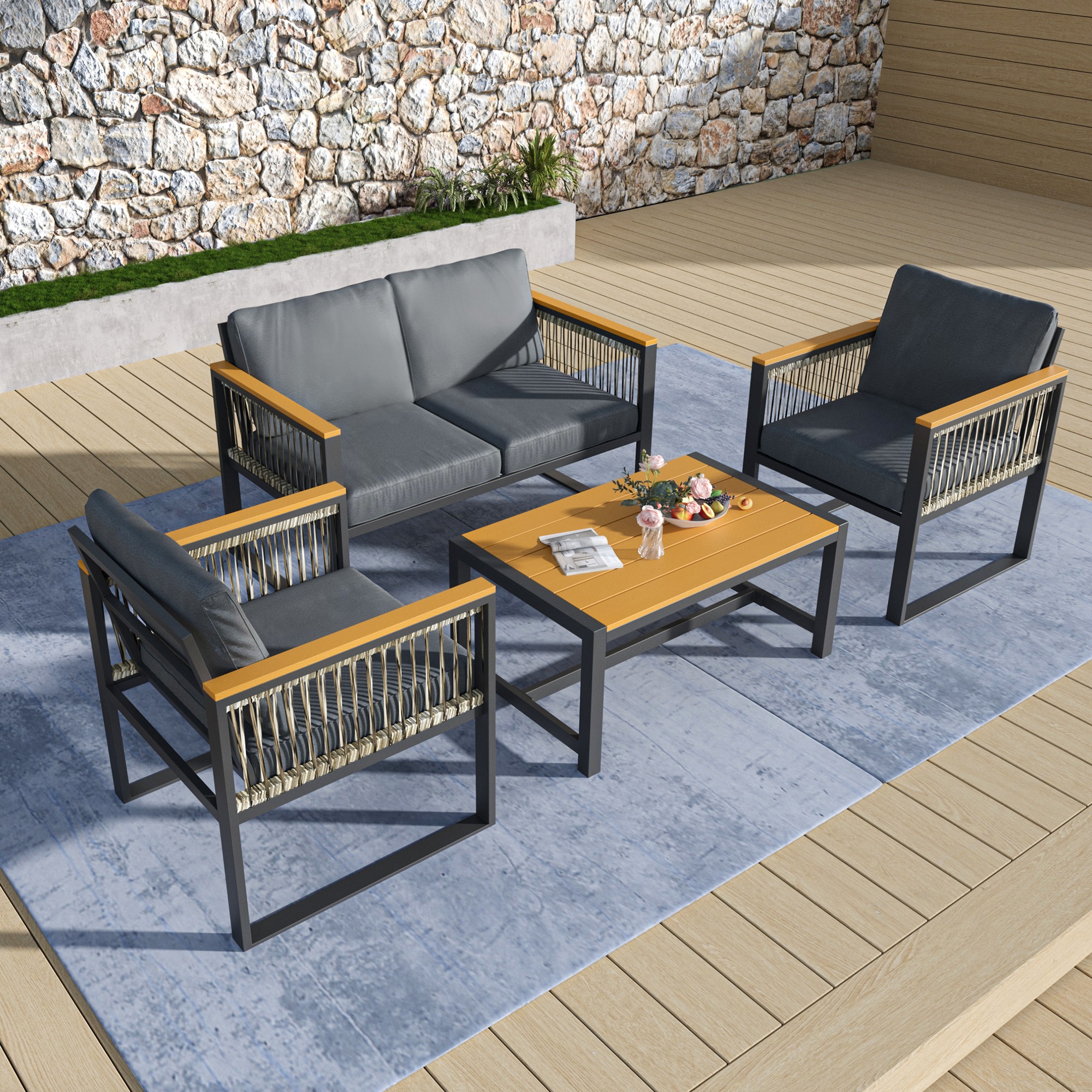 PamaPic TB-SF-4JT-M-WL1 Patio-Conversation-Sets - View #2