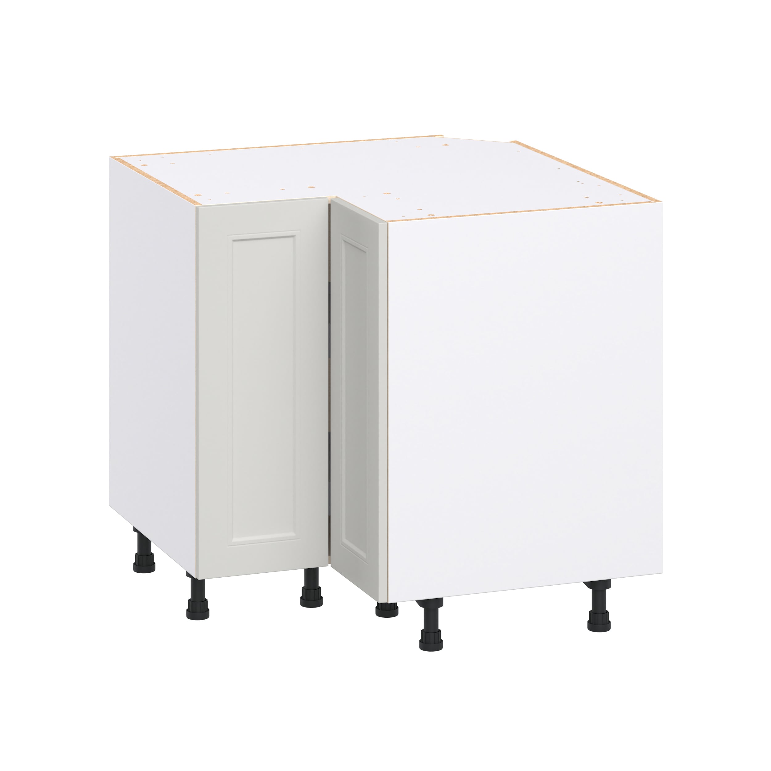 Hugo&Borg DSBC36LS(L/R)-BE Belcourt 36-in W x 34.5-in H x 36-in D Painted Light Gray Lazy susan Corner base Fully assembled Cabinet Recessed Panel Shaker