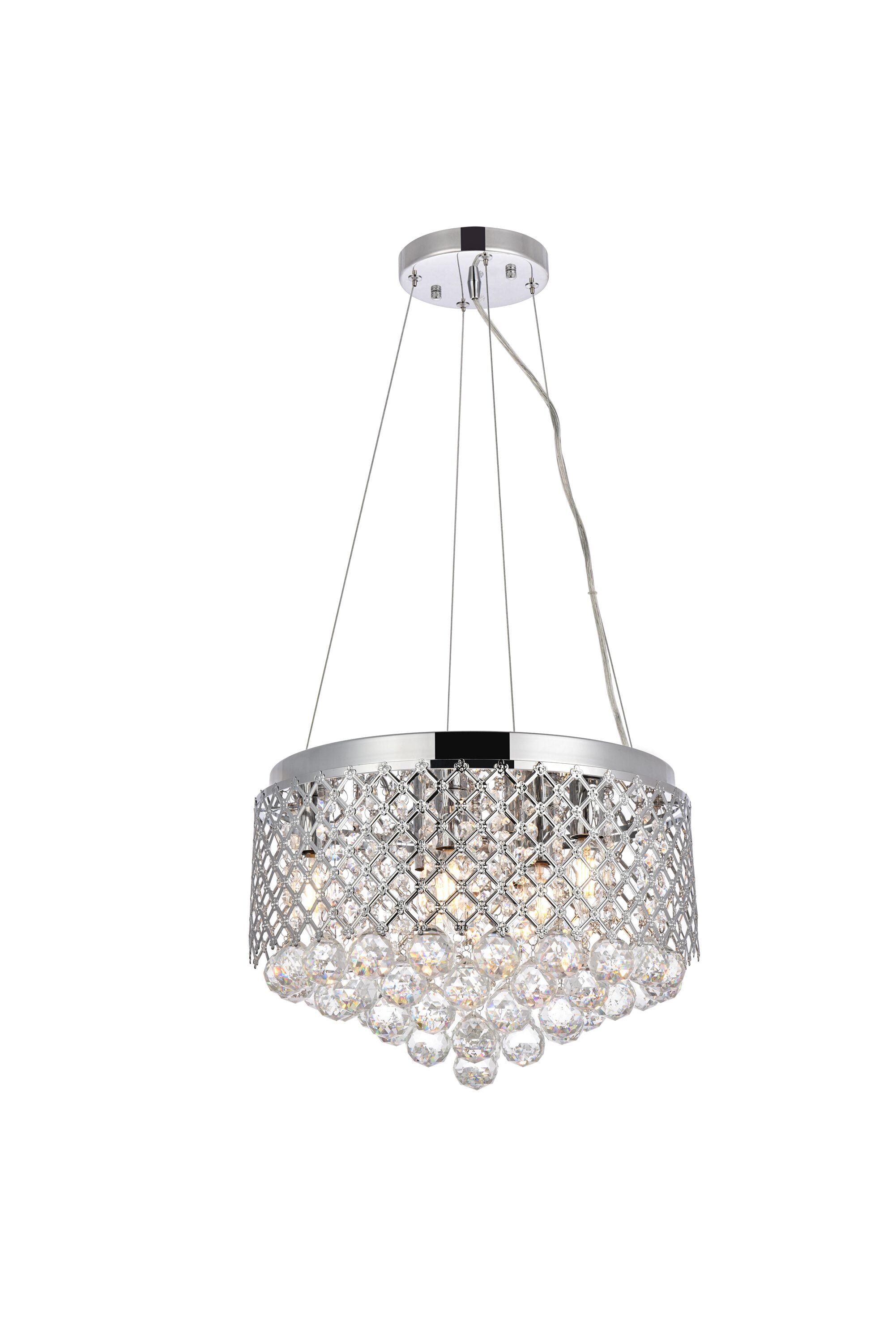 Elegant Chrome and Crystal Round Pendant Light