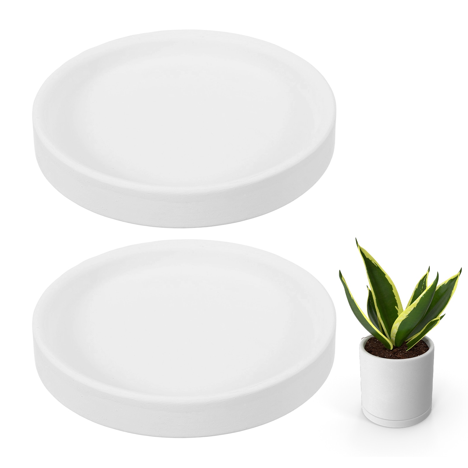 Unique Bargains 2pcs Round Plant Saucers 4 Inch Ceramics Plant Drip Trays for Pots Heavy Duty Flower Pot Saucers for Indoors and Outdoors White