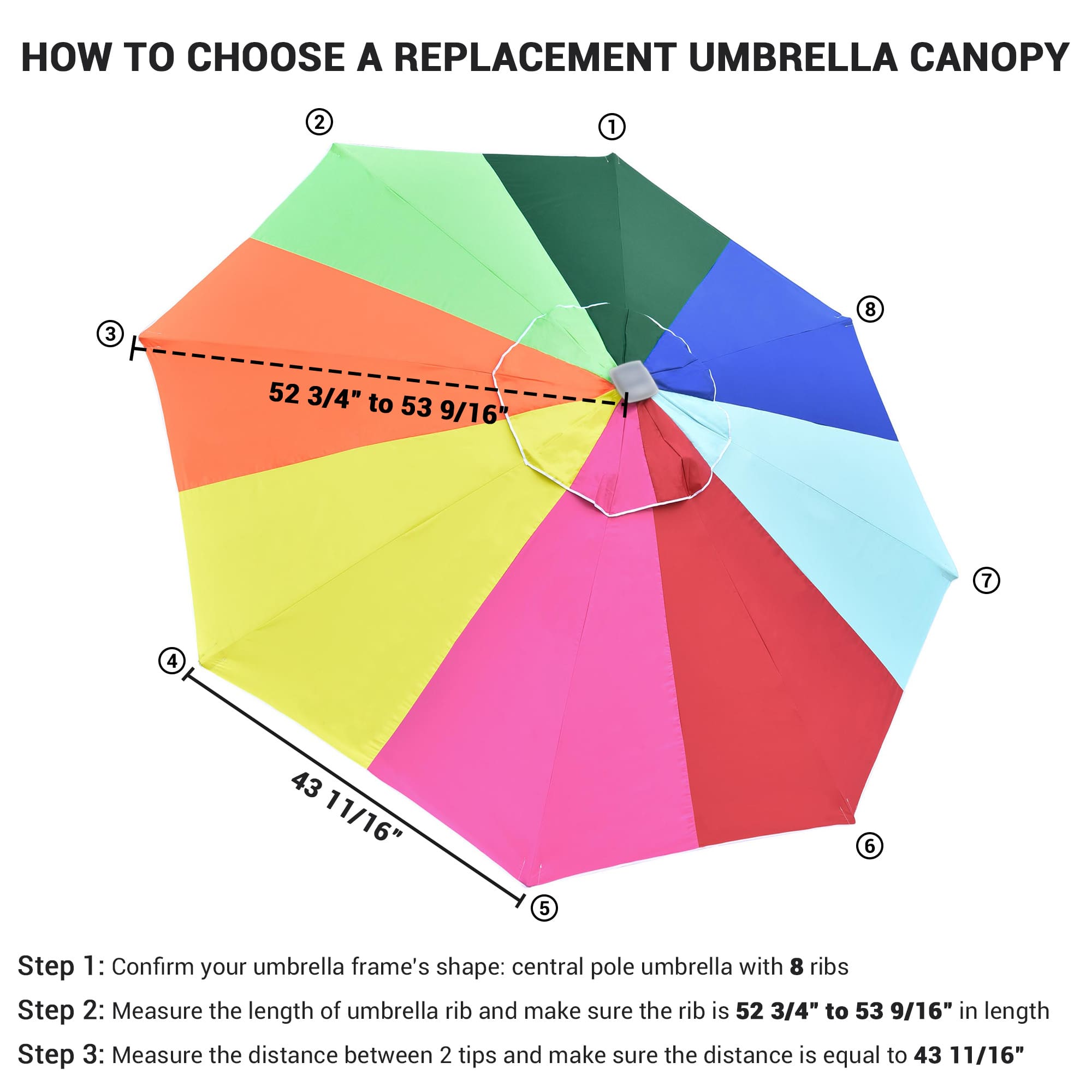 Yescom 07UMC007-9FT-RB-LO Umbrellas-3 - View #5