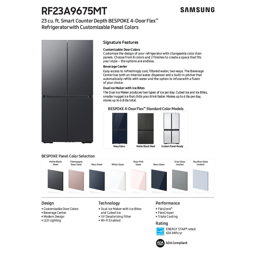White Glass BESPOKE 4-Door Flex™ Refrigerator (23 cu.ft.) -  BNDL-1616346091718