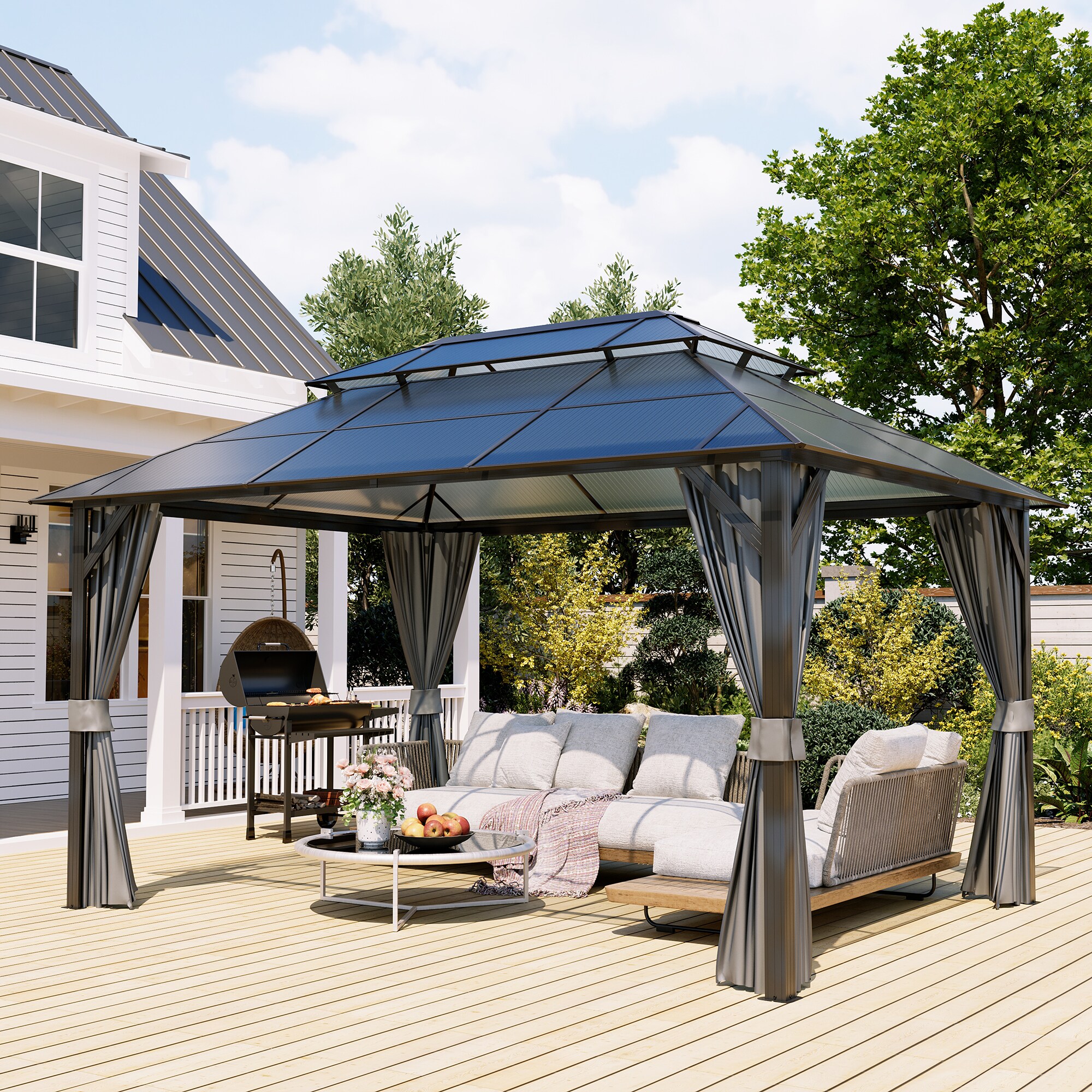 SINOFURN SYE350011GY Wood-Resin-Gazebos - View #2