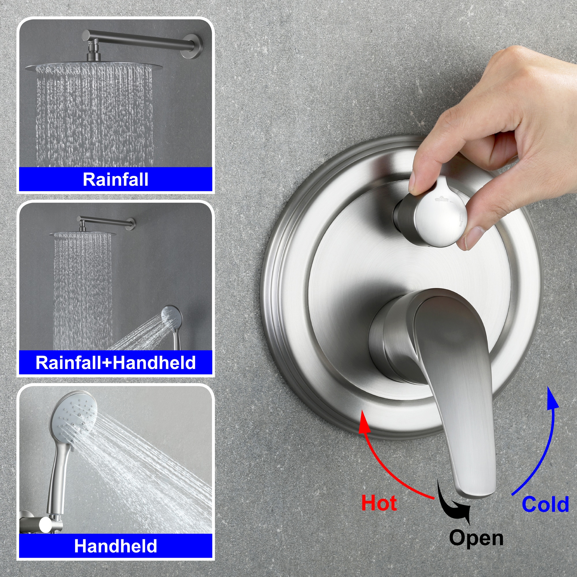 WELLFOR SPA-88040BN-12 Showerhead-Bar-Panels - View #5