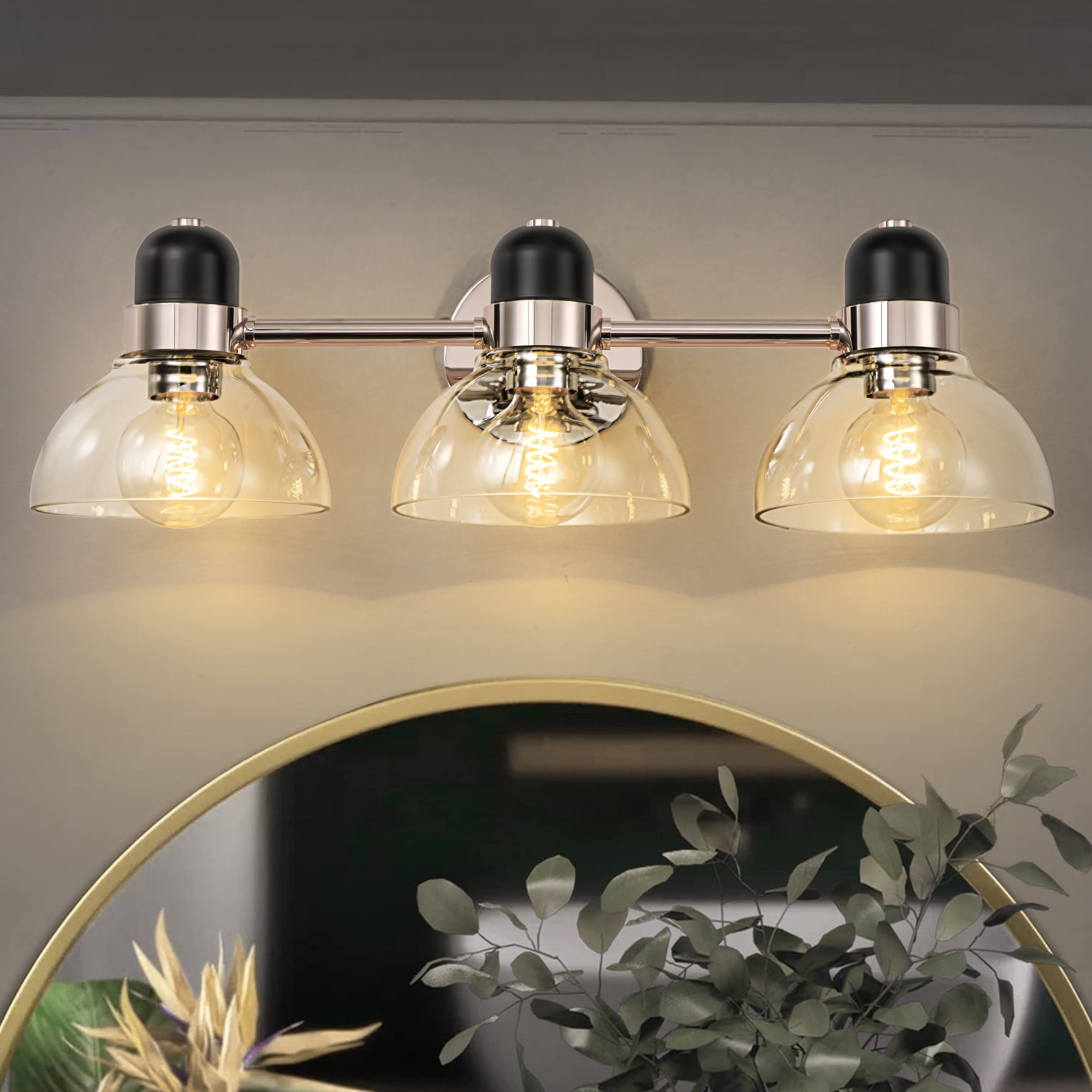 Rennnsan VL810149308 Kyle 24.4-in 3 -Light Polished Chrome Modern/contemporary Vanity light