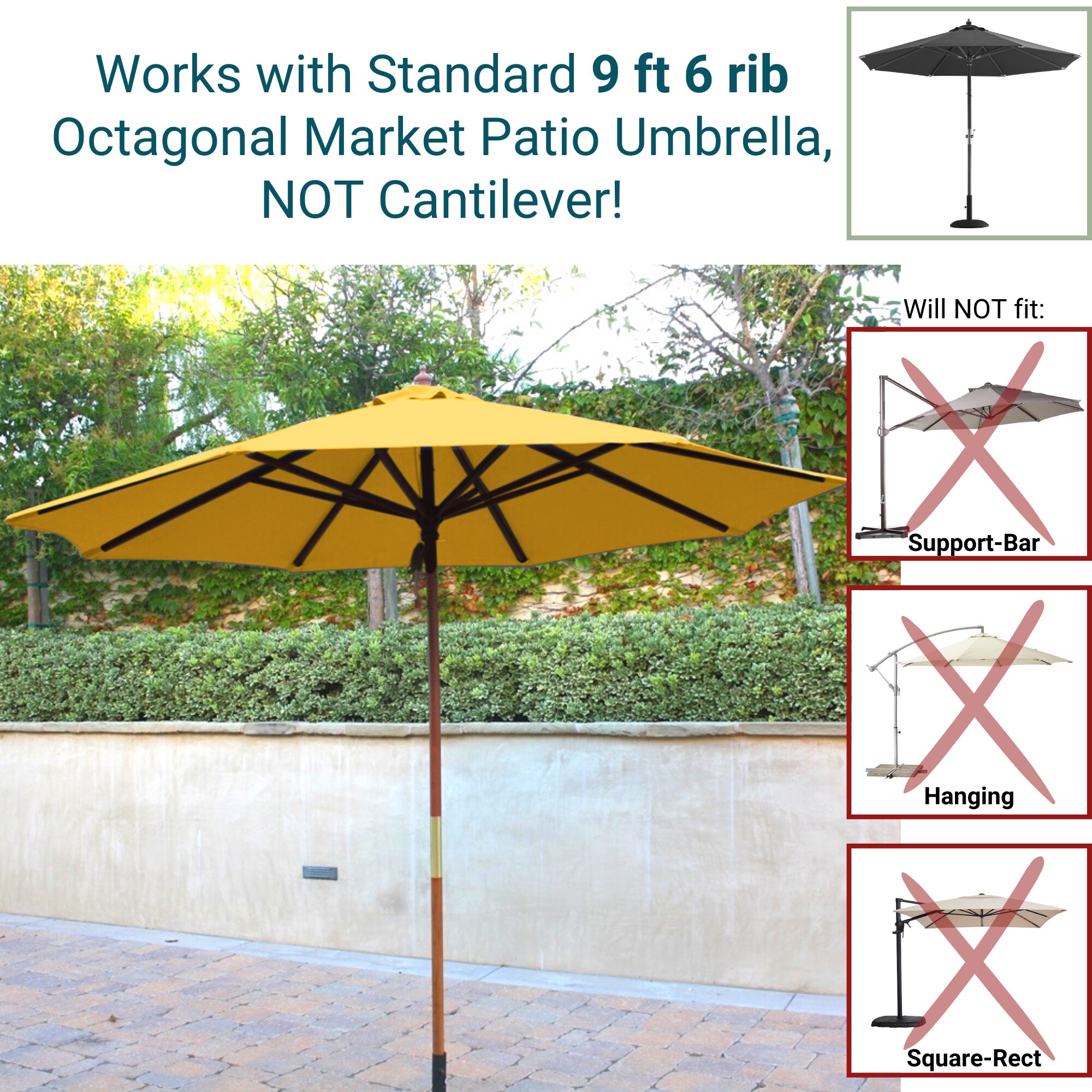 Formosa Covers TOP 6 RIB YELLOW Patio-Umbrella-Accessories - View #9