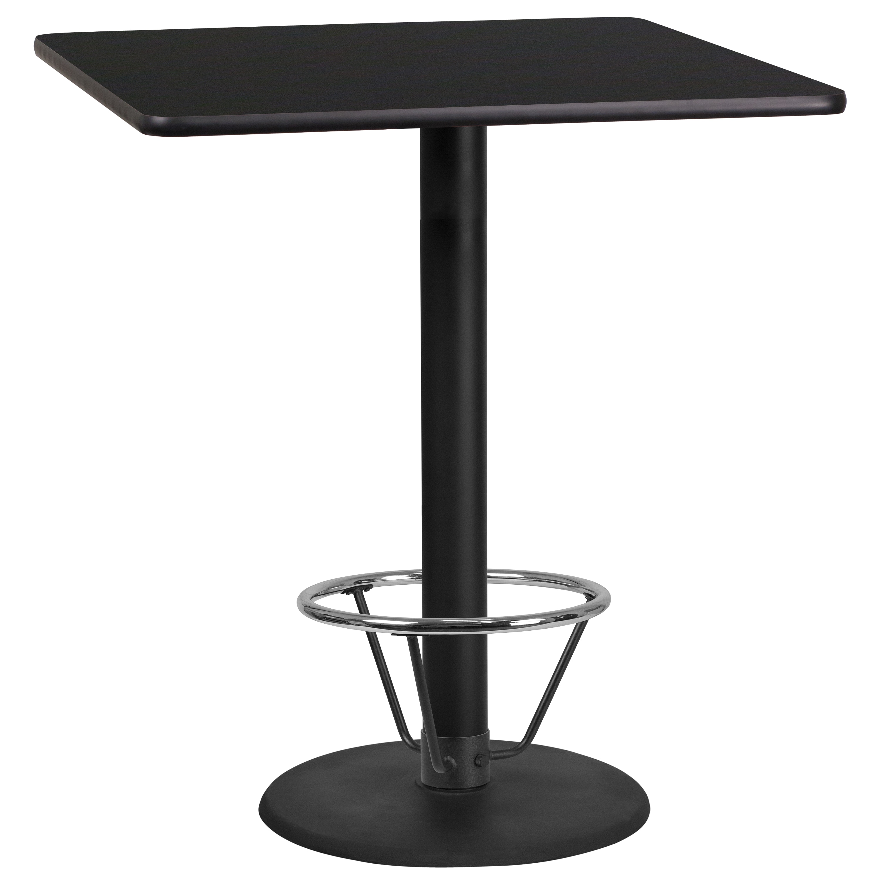 Flash Furniture 889142217787 Black Contemporary/Modern Bar Table, Wood veneer with Black Metal Pedestal Base 36-Inches L x 43.13-Inches H