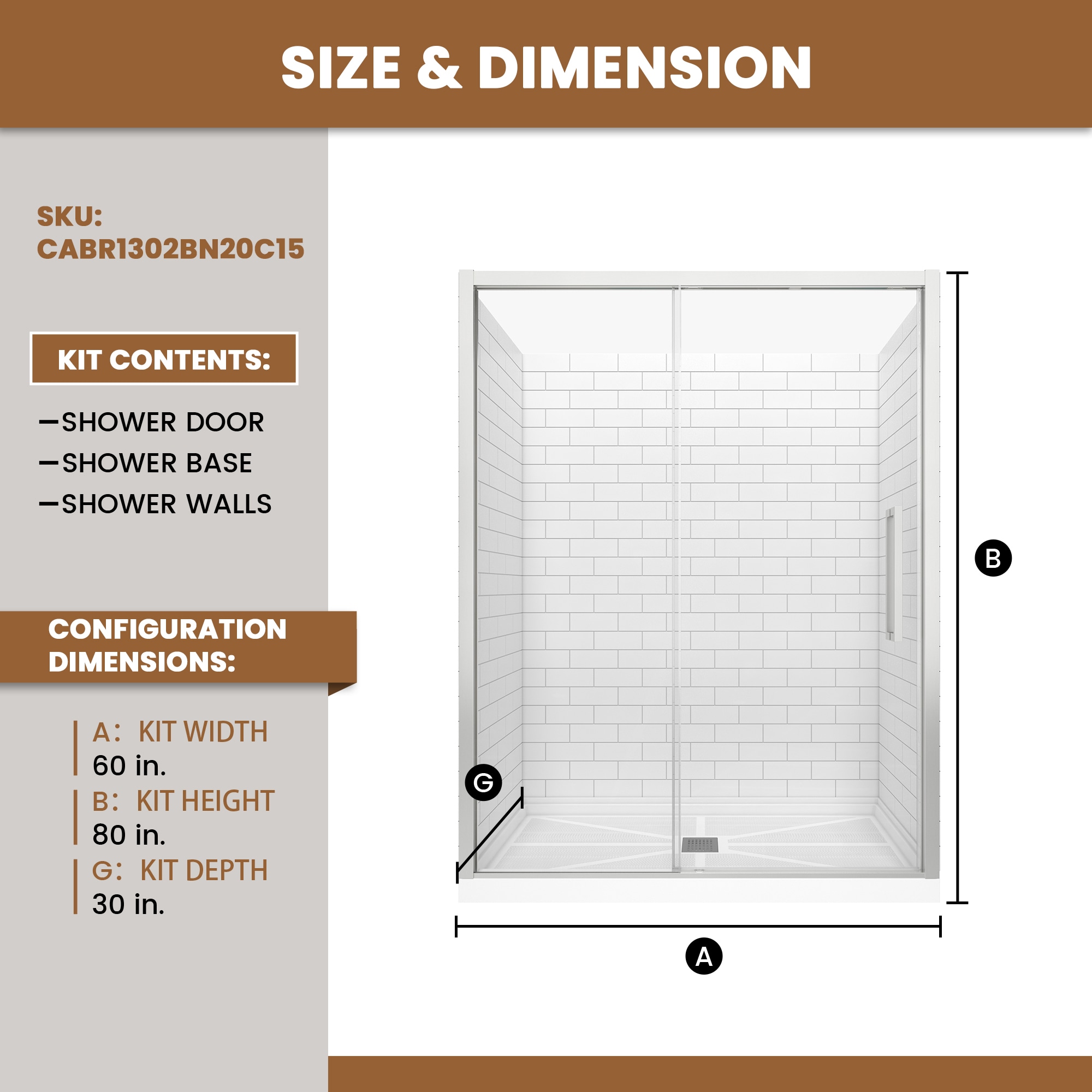 CASAINC CABR1302BN20C15 Alcove-Shower-Kit - View #2