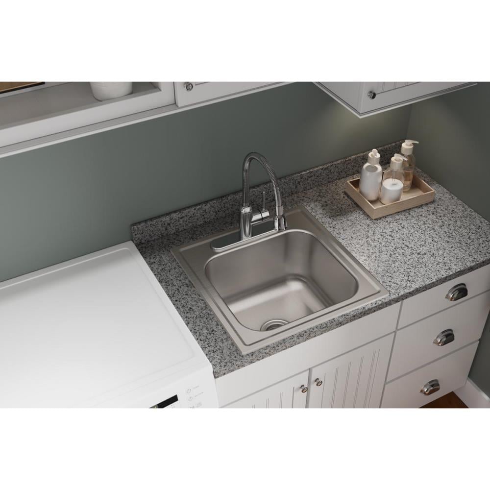 Elkay Dayton Drop In 20 In X 20 In Premium Highlighted Satin Single Bowl 1 Hole Kitchen Sink In The Kitchen Sinks Department At Lowes Com