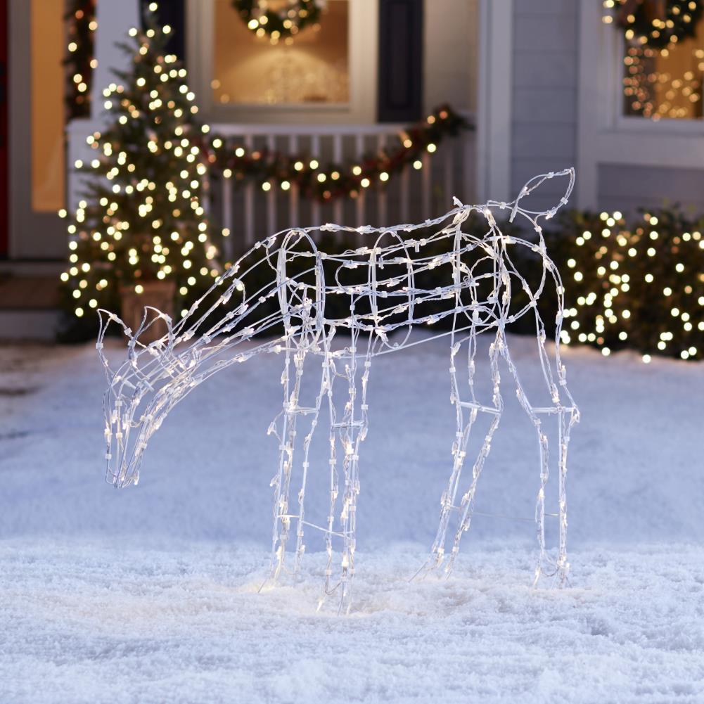 Holiday Living 37-in Doe Sculpture with White LED Lights in the Outdoor ...