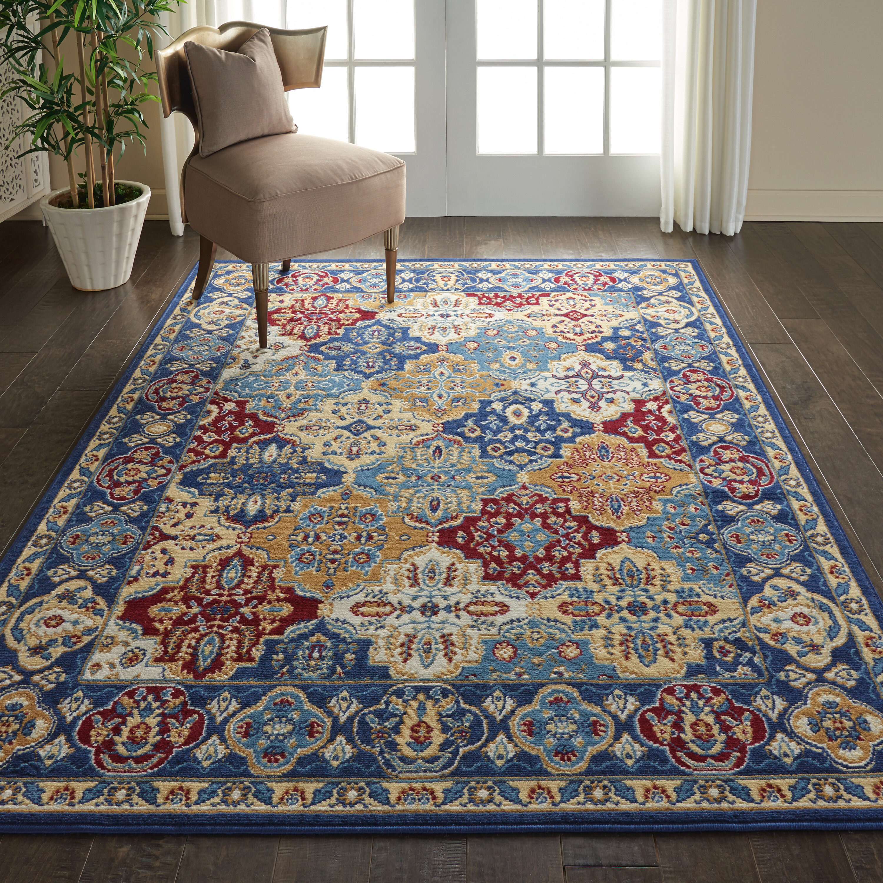 Nourison 99446472250 Grafix 5 x 8 (ft) Loomed Polypropylene Multicolor Rectangular Indoor Abstract Area rug