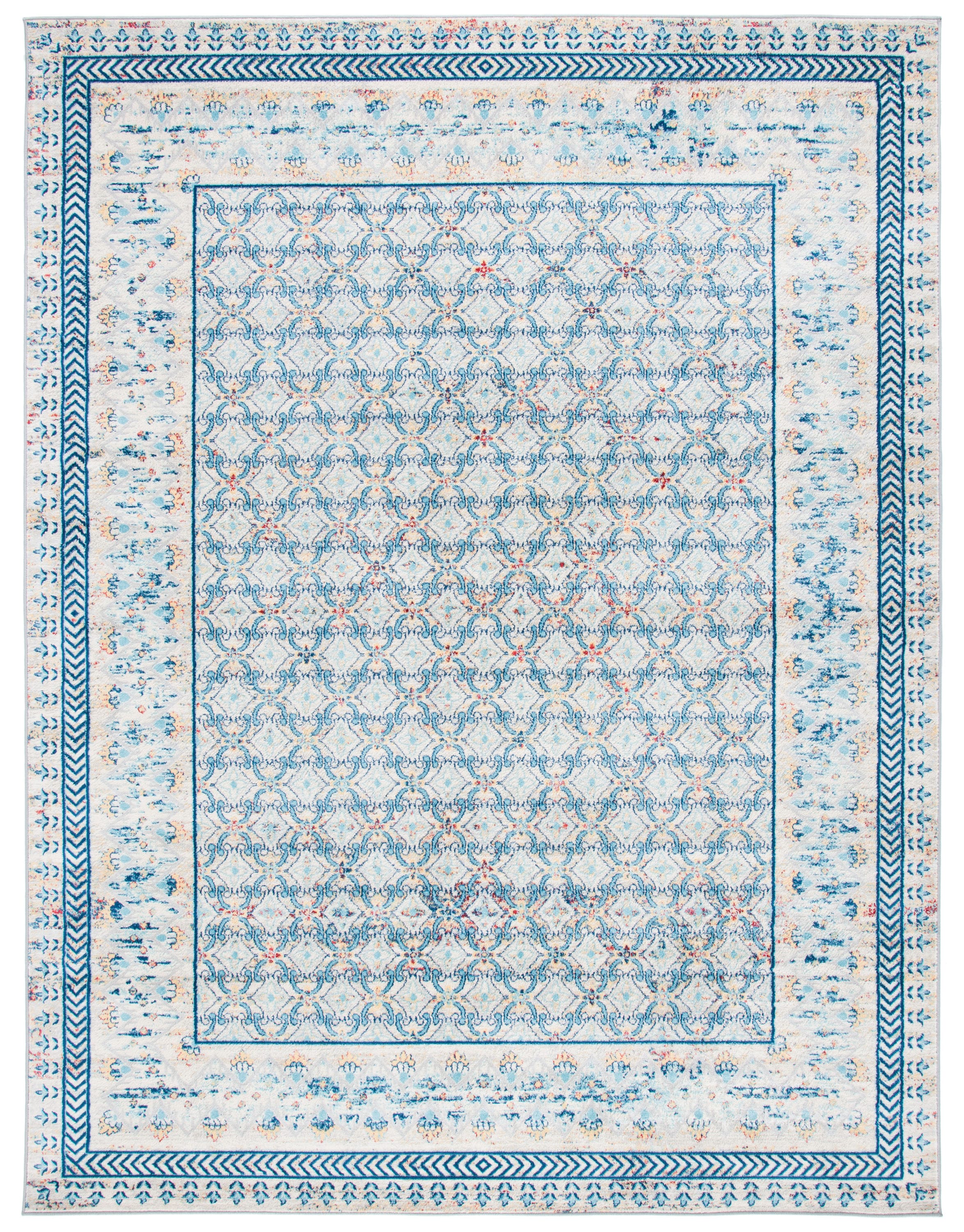 Safavieh BNT899M-9 Brentwood Gusta 9 x 12 (ft) Loomed Polypropylene Blue/Yellow Rectangular Indoor Distressed/Overdyed Vintage Area rug