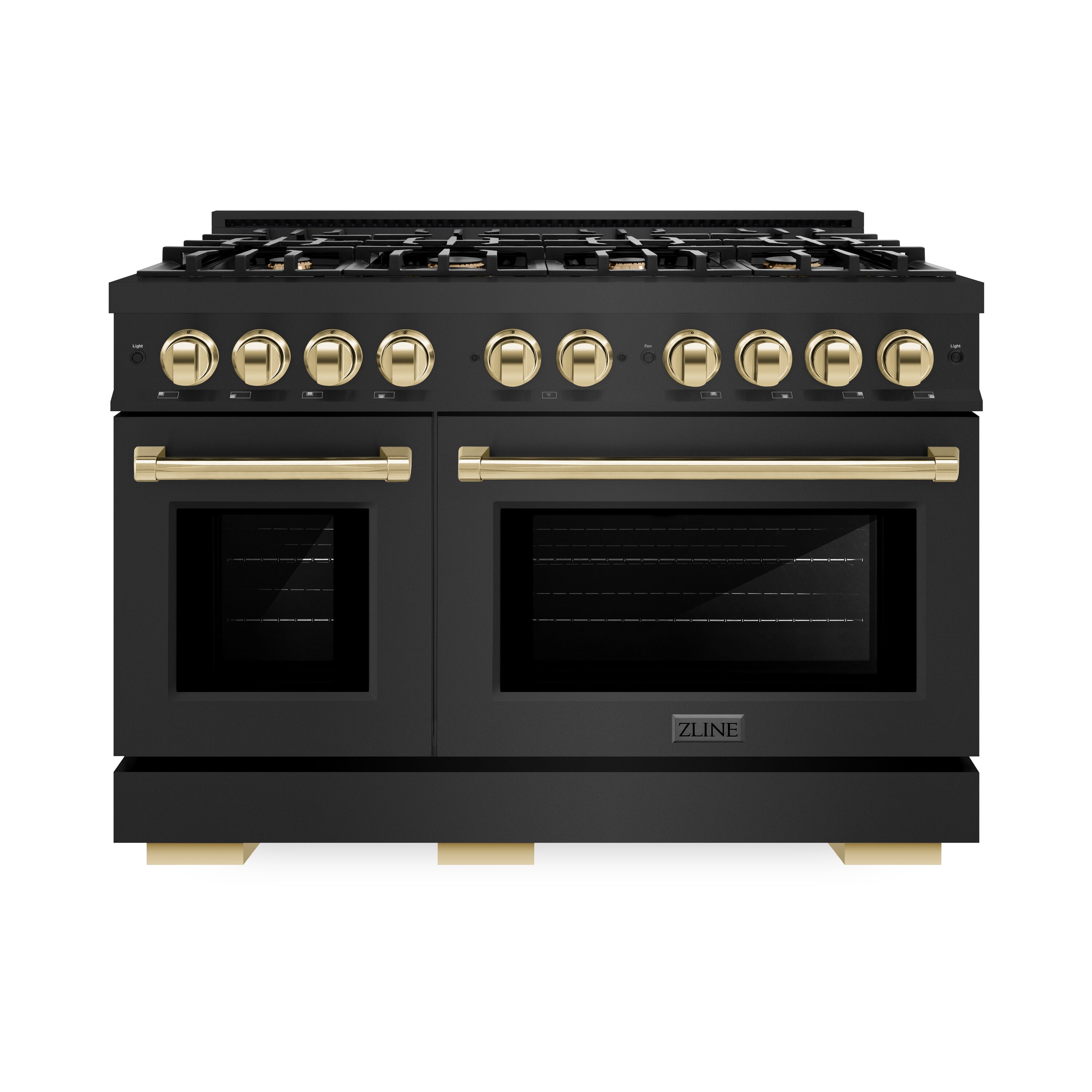 ZLINE KITCHEN & BATH HGRBZ-48-G Select 48-in 8 burners 4.2-cu ft / 2.5-cu ft Convection Oven Freestanding Liquid Propane Double Oven Gas Range ( Black Stainless Steel, Polished Gold Accents )