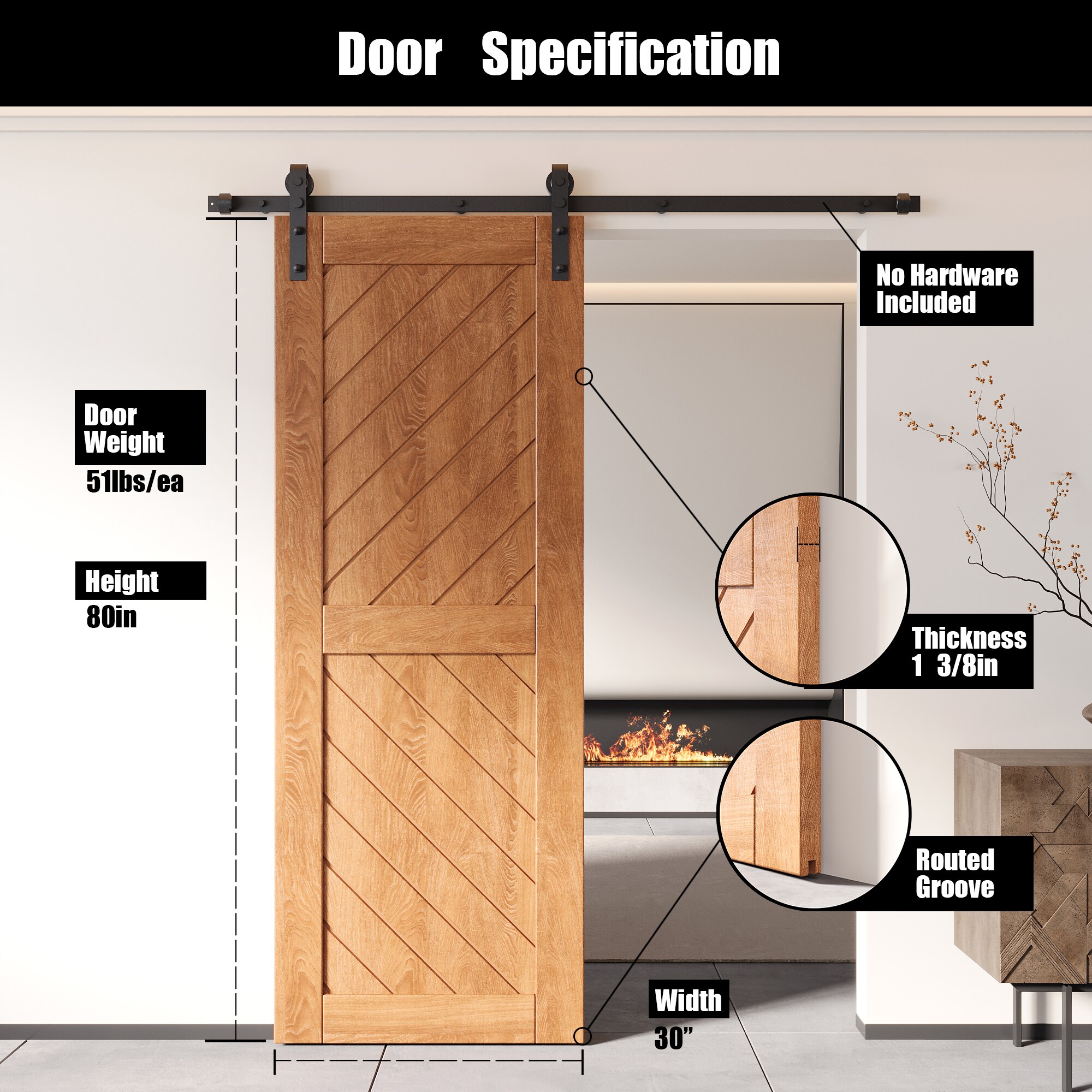 HOMACER XT3-3080-EA Barn-Doors - View #2