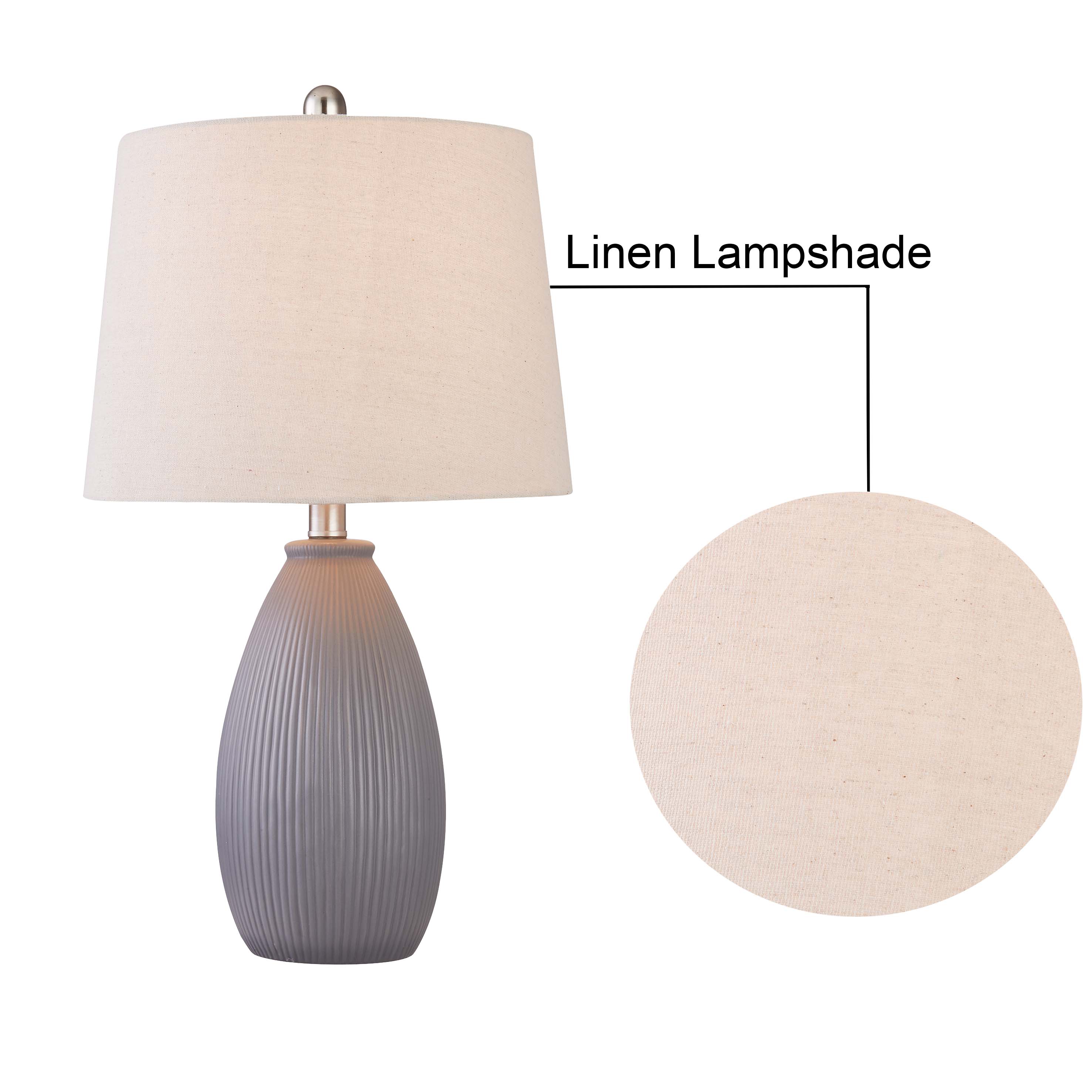 Gray Ceramic Table Lamp Set with Oatmeal Shades
