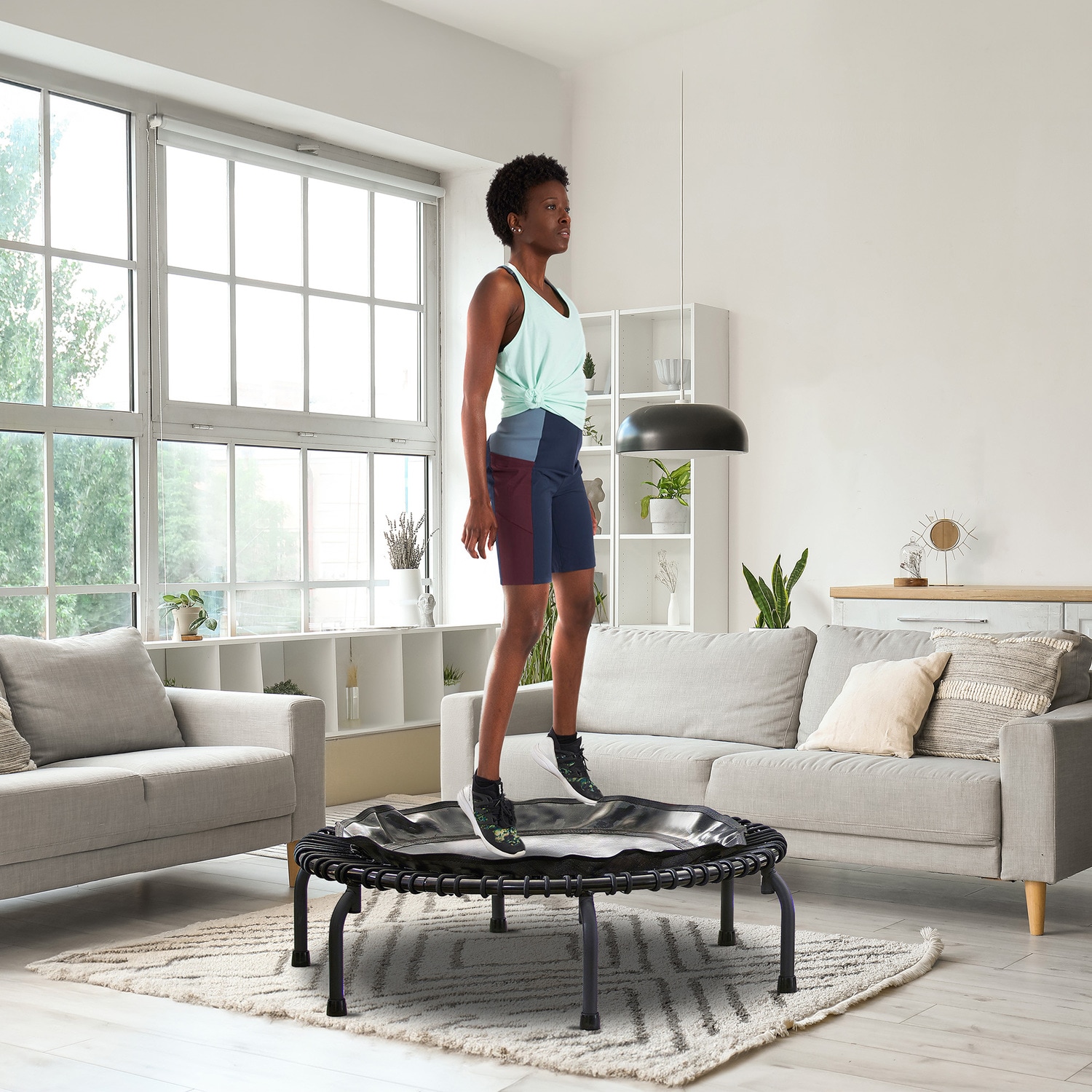 JumpSport 430 44-Inch In-Home Rebounder Fitness Trampoline with Long-Lasting Premium Bungees and Included Workout DVDs