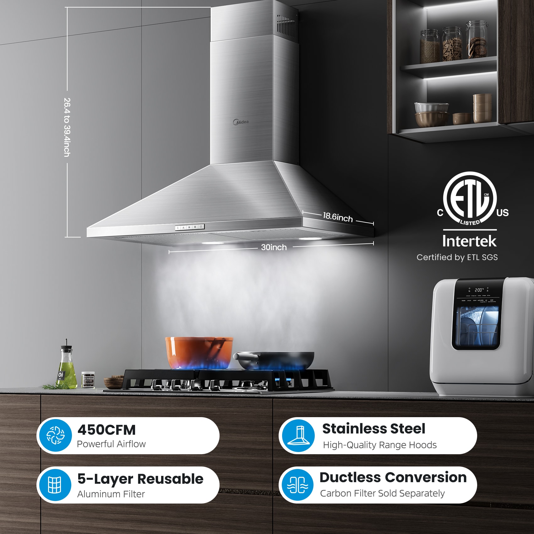 Midea MVP30W6AST Wall-Mounted-Range-Hoods - View #2