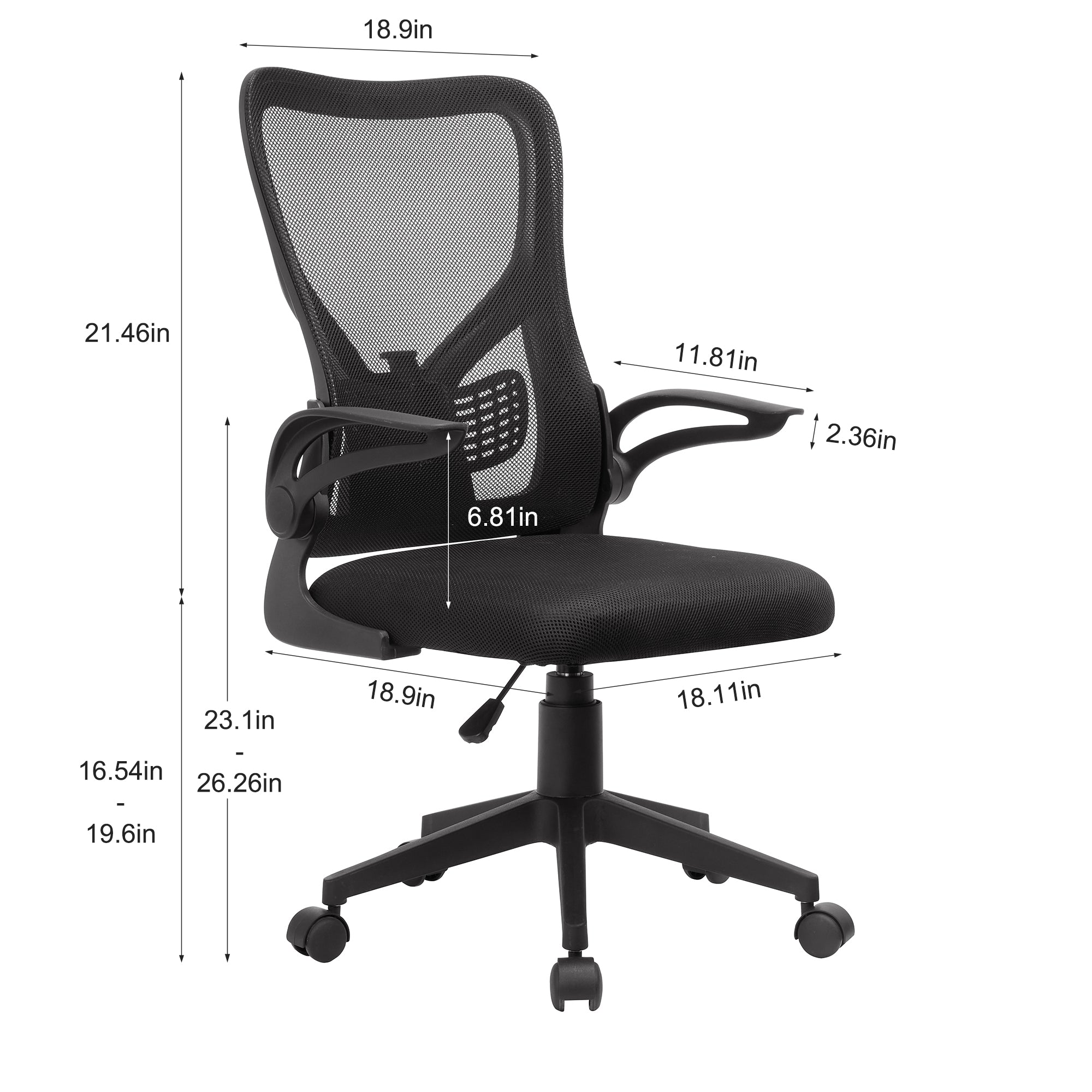 Vecelo LOE-OC19-BLK Office-Chairs - View #3
