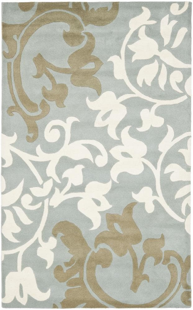 Safavieh SOH760B-5 Soho Kolken 5 x 8 (ft) Tufted Wool Blue/Multi Rectangular Indoor Floral/Botanical Farmhouse/Cottage Area rug