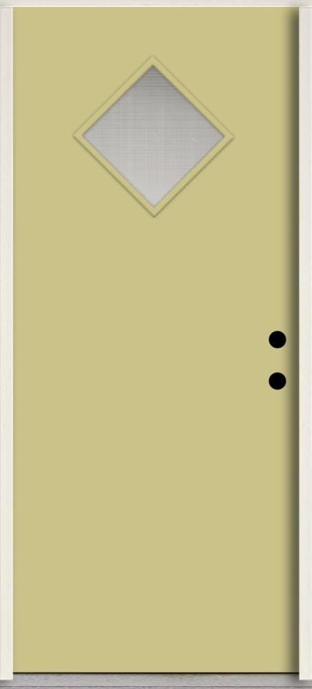 RELIABILT LO1067474 Spotlights 32-in x 80-in x 4-5/8-in Fiberglass 1/4 lite Left-hand inswing Universal khaki paint Painted Prehung Front Door Insulating core
