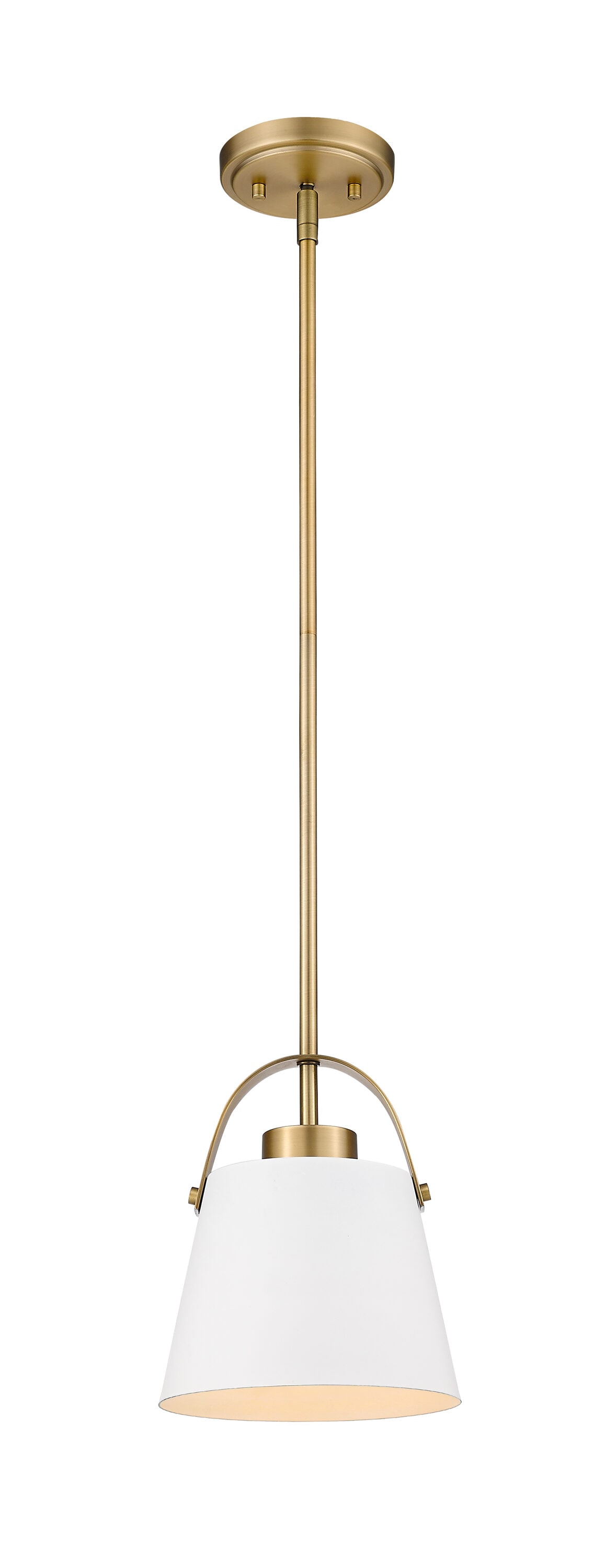 Z-Lite 726MP-MW+HBR Z-Studio Matte White + Heritage Brass Modern/contemporary Bell Mini Hanging Pendant light