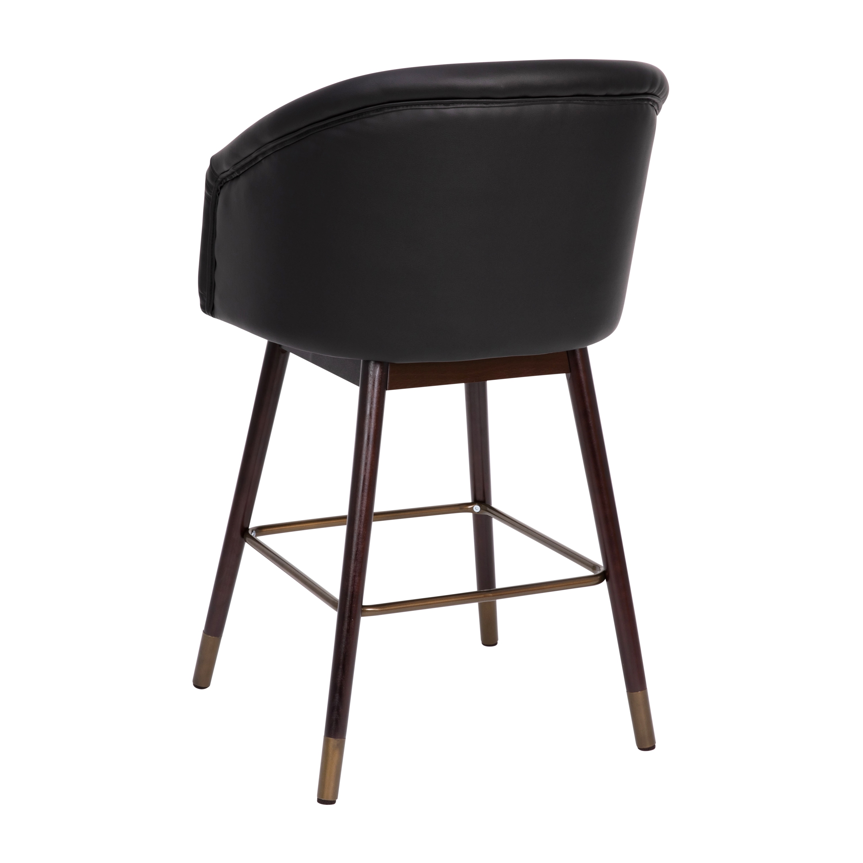 Brida Black Faux Leather and Walnut Counter Stool