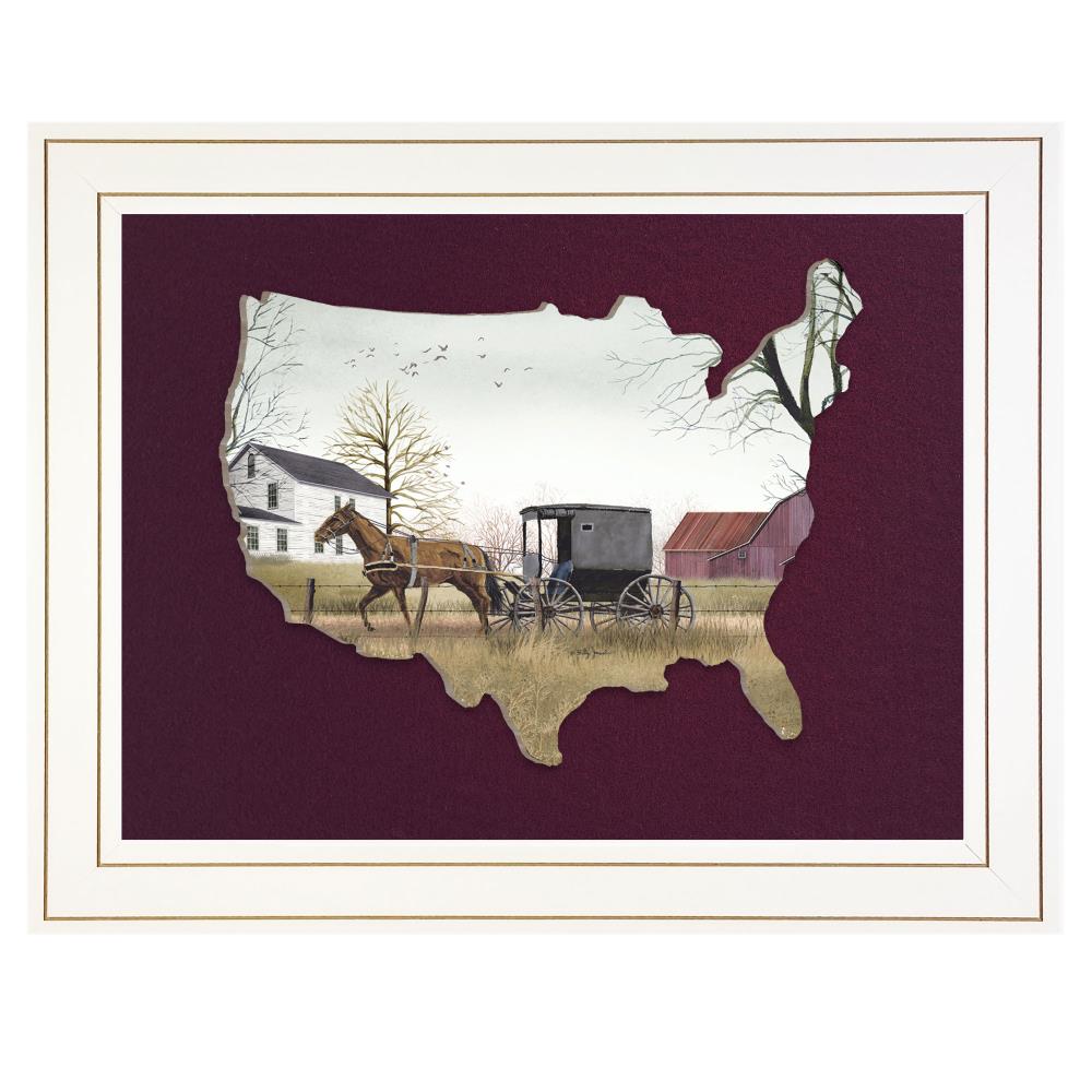 Trendy Decor 4U BJ405USA-B-226G White Wood Framed 15-in H x 19-in W Vintage/Retro Paper Print