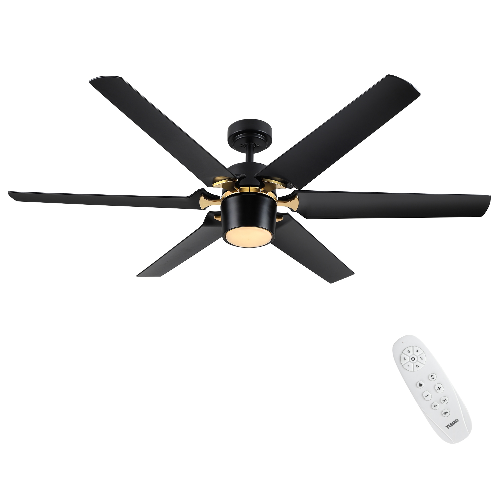 Flynama L-760767 60-in Black with Black Blades Ceiling Fan With Light - Remote Included ( 6 -Blade )