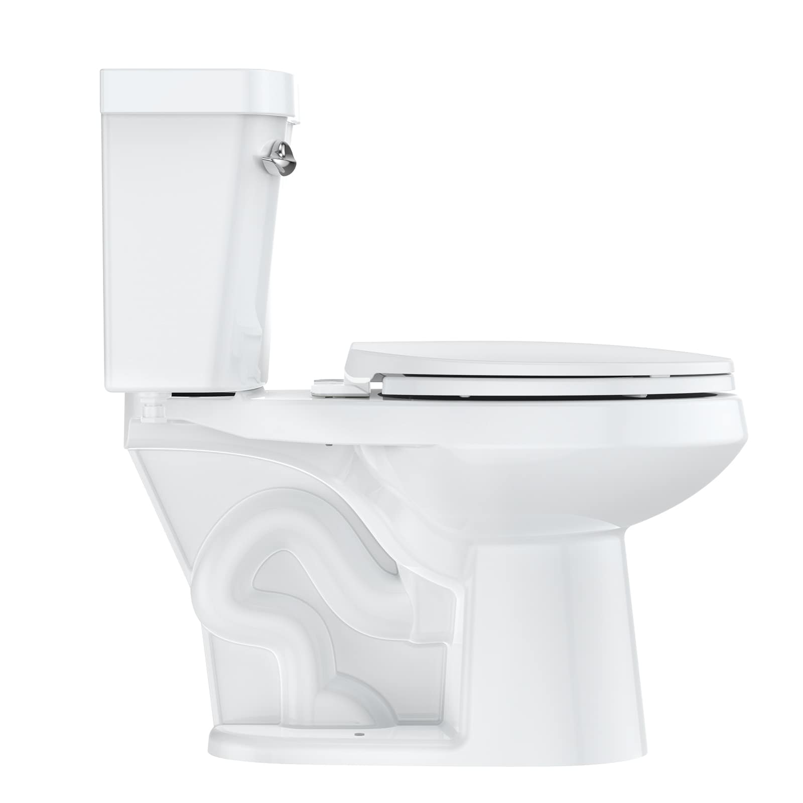 GAOMON Two Piece Ceramic Elongated Toilet Set with PP Seat- Side Push ...