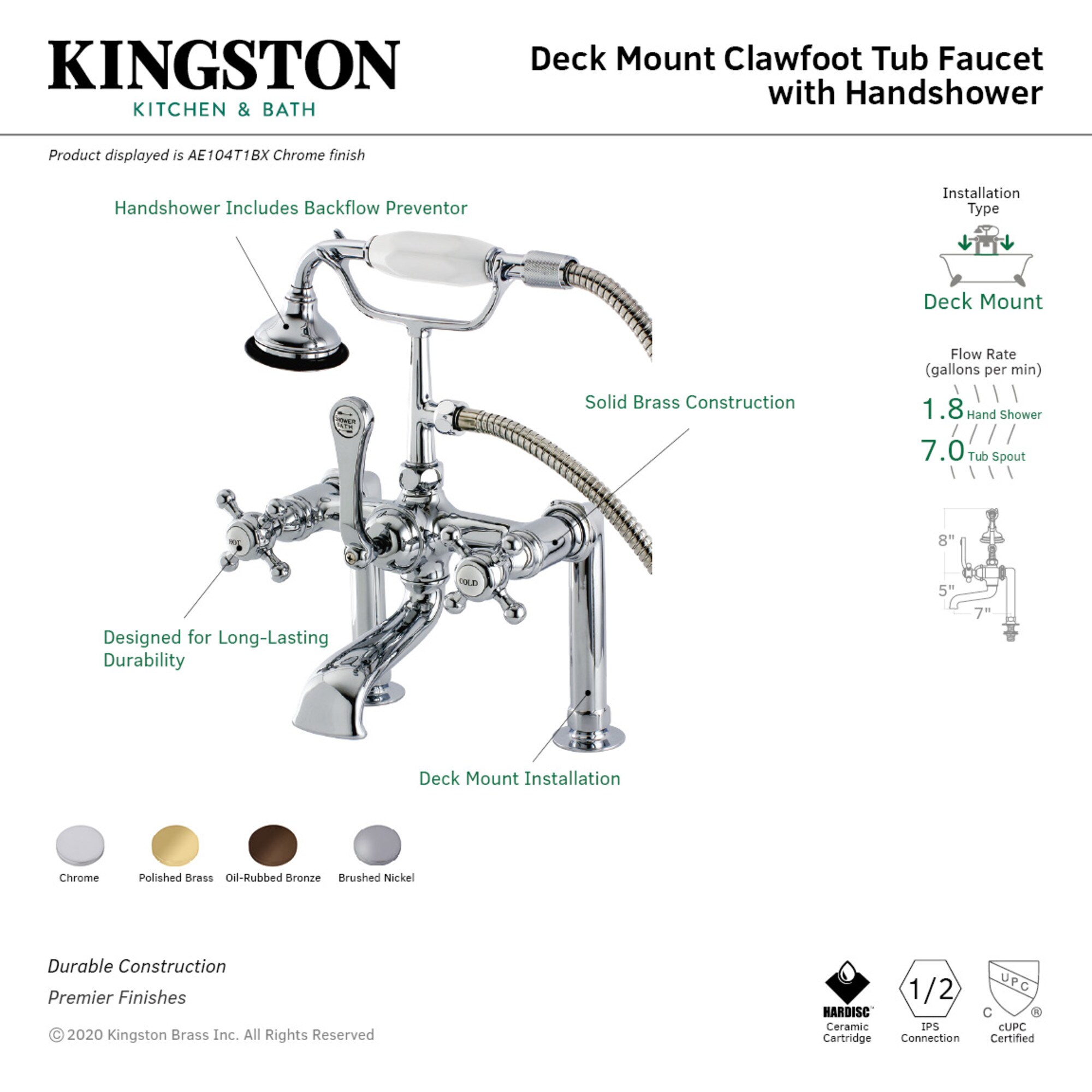 Kingston Brass WLAE103T2BX Roman-Tub-Faucets - View #3