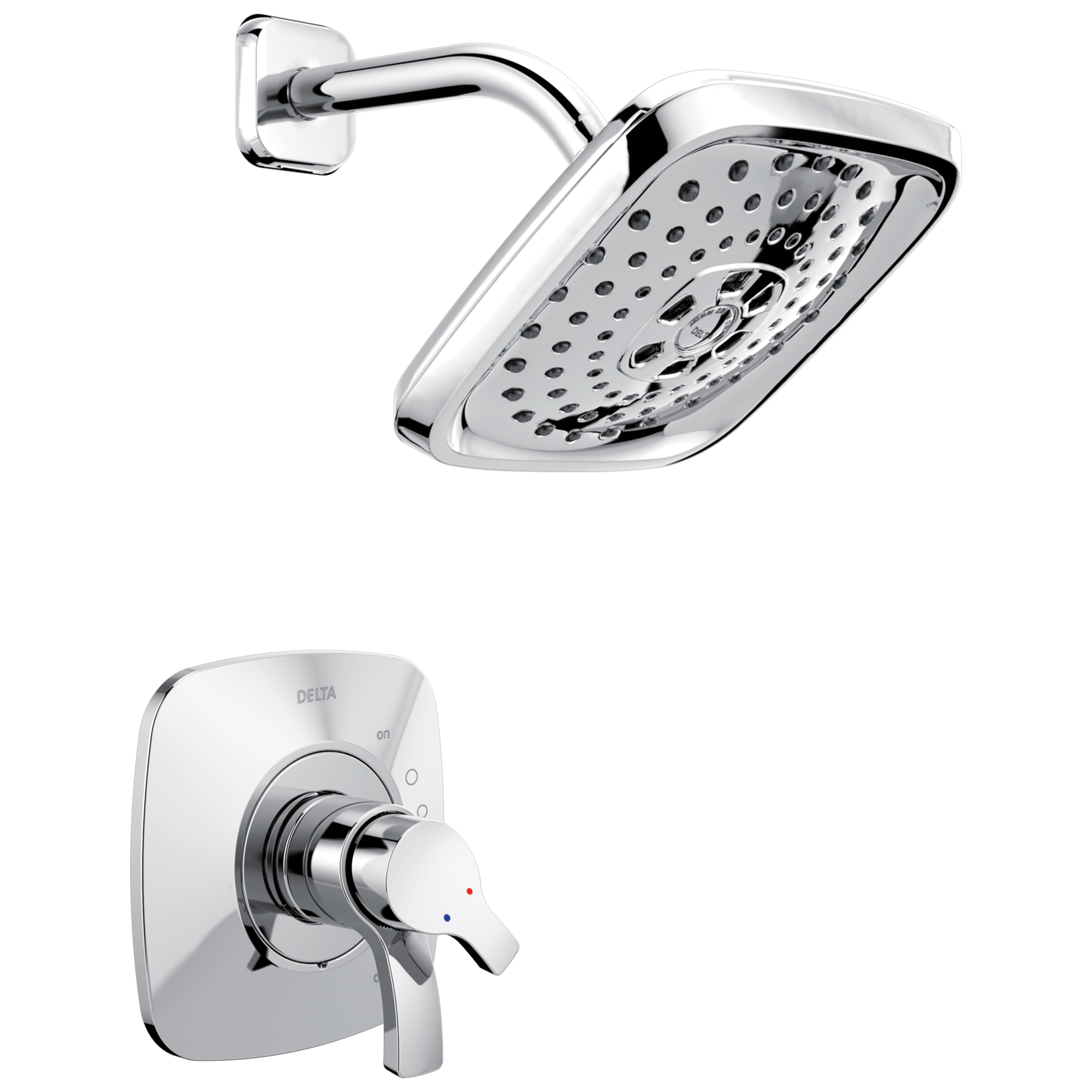 Delta T17252 Tesla Chrome 2-handle Multi-function Square Shower Faucet
