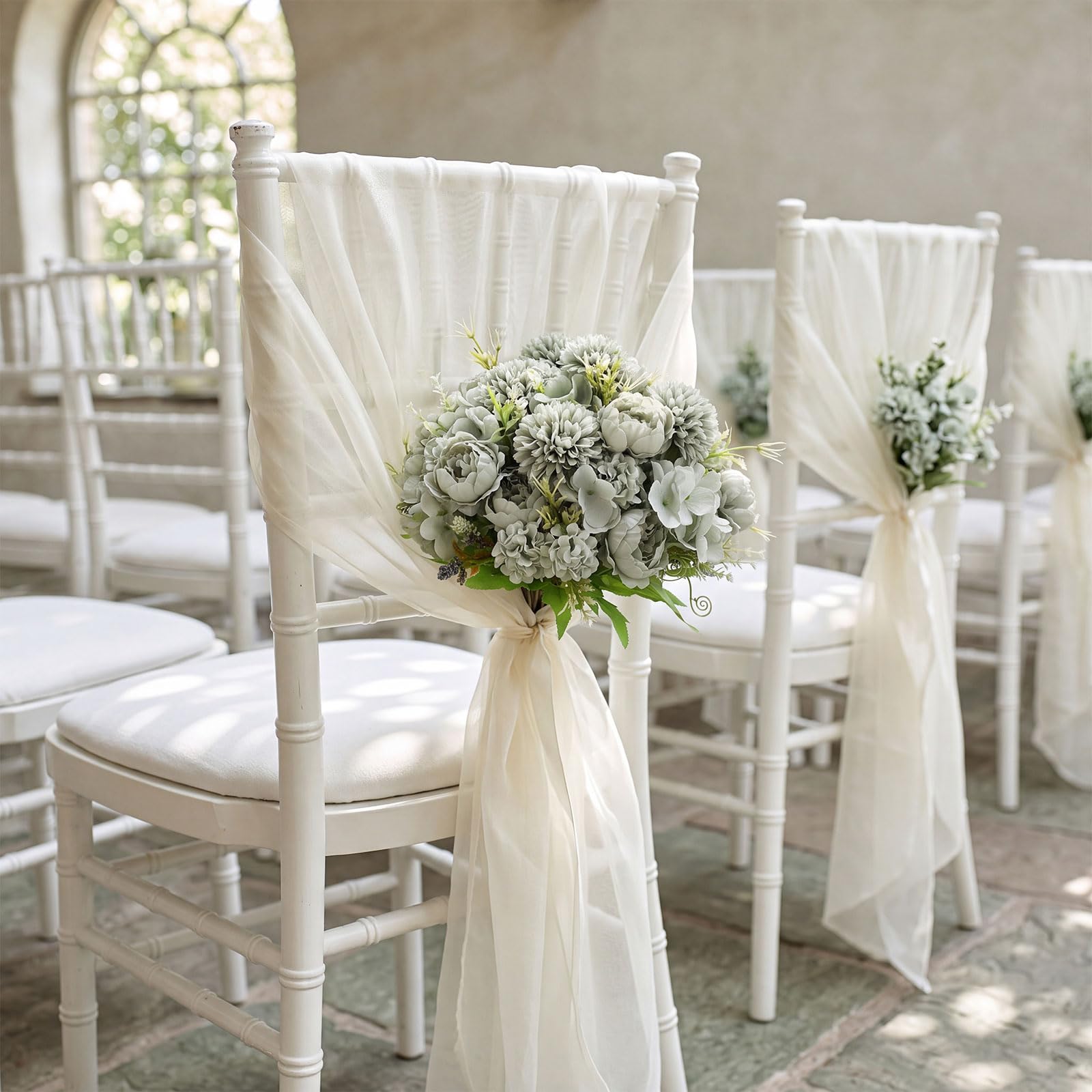 PIGFDK Green 24 Bundles Artificial Peony Silk Flowers Bouquet with ...