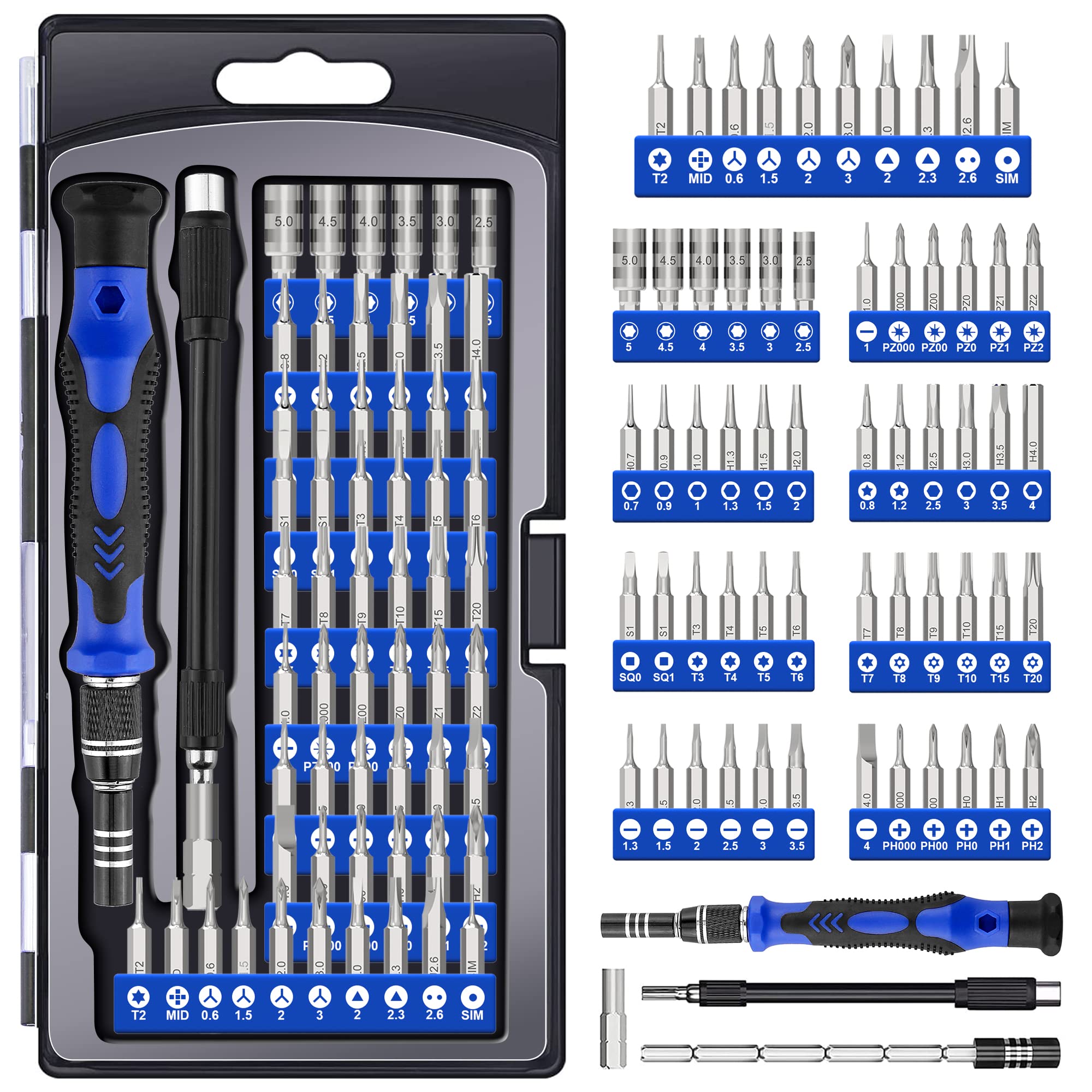 DYRCJ  62 in 1 Precision Screwdriver Kit Magnetic Driver Set with Flexible Shaft Extension Rod for Electronics Repair Mobile Phone Tablet PC