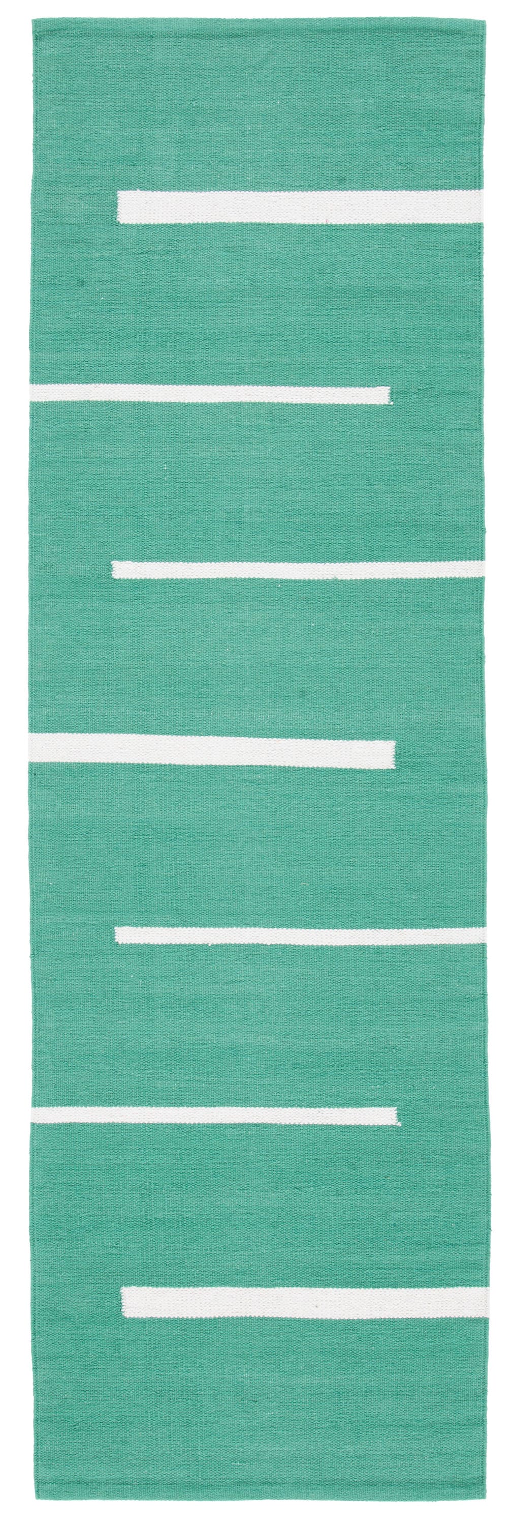 Safavieh MTK311Y-28 Montauk Odoarda 2 x 8 (ft) Cotton Dark Green/Ivory Rectangular Indoor Stripe Bohemian/Eclectic Runner rug