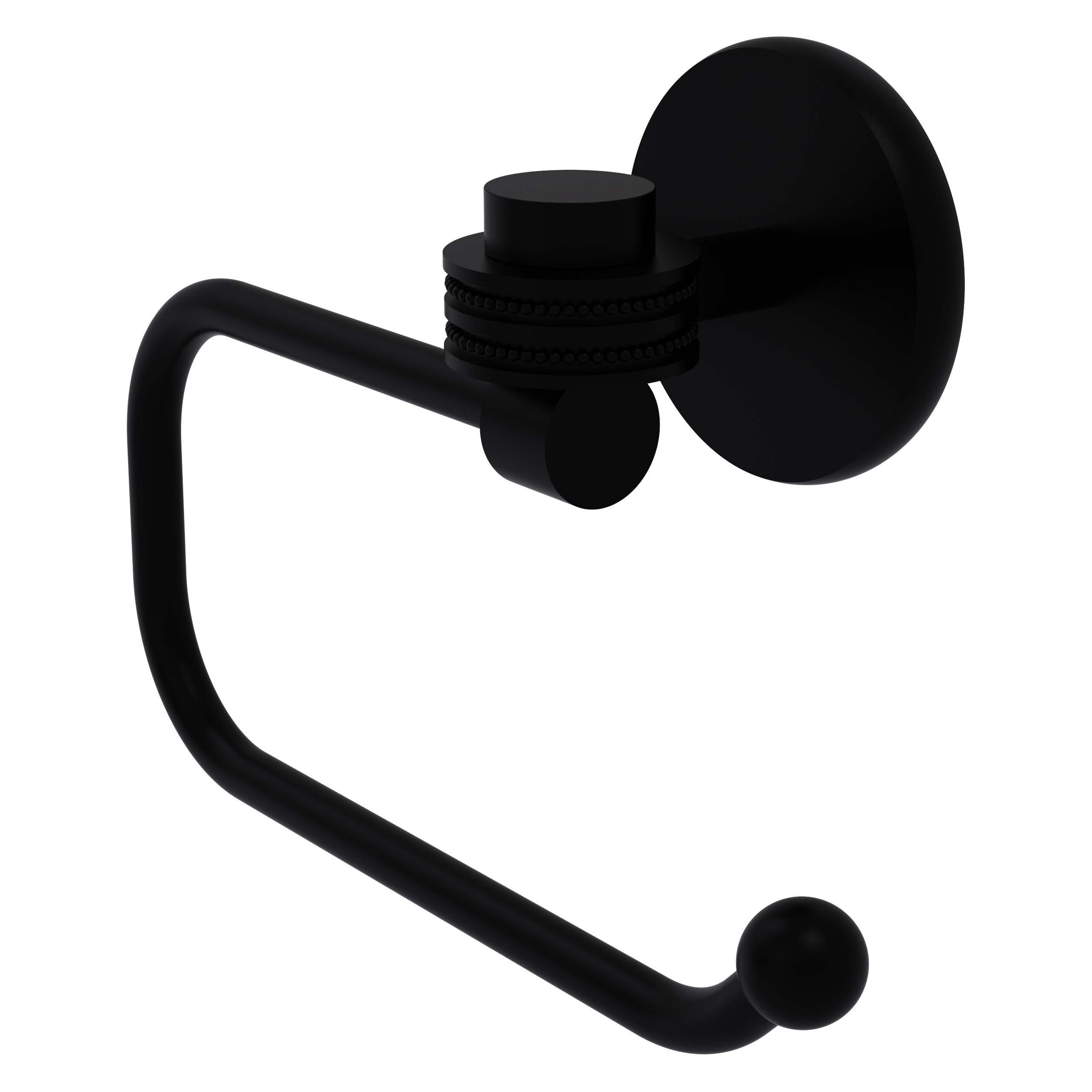 Allied Brass 7124ED-BKM Satellite Orbit One Matte Black Wall mount Single post Toilet Paper Holder 1 -Rolls with Storage