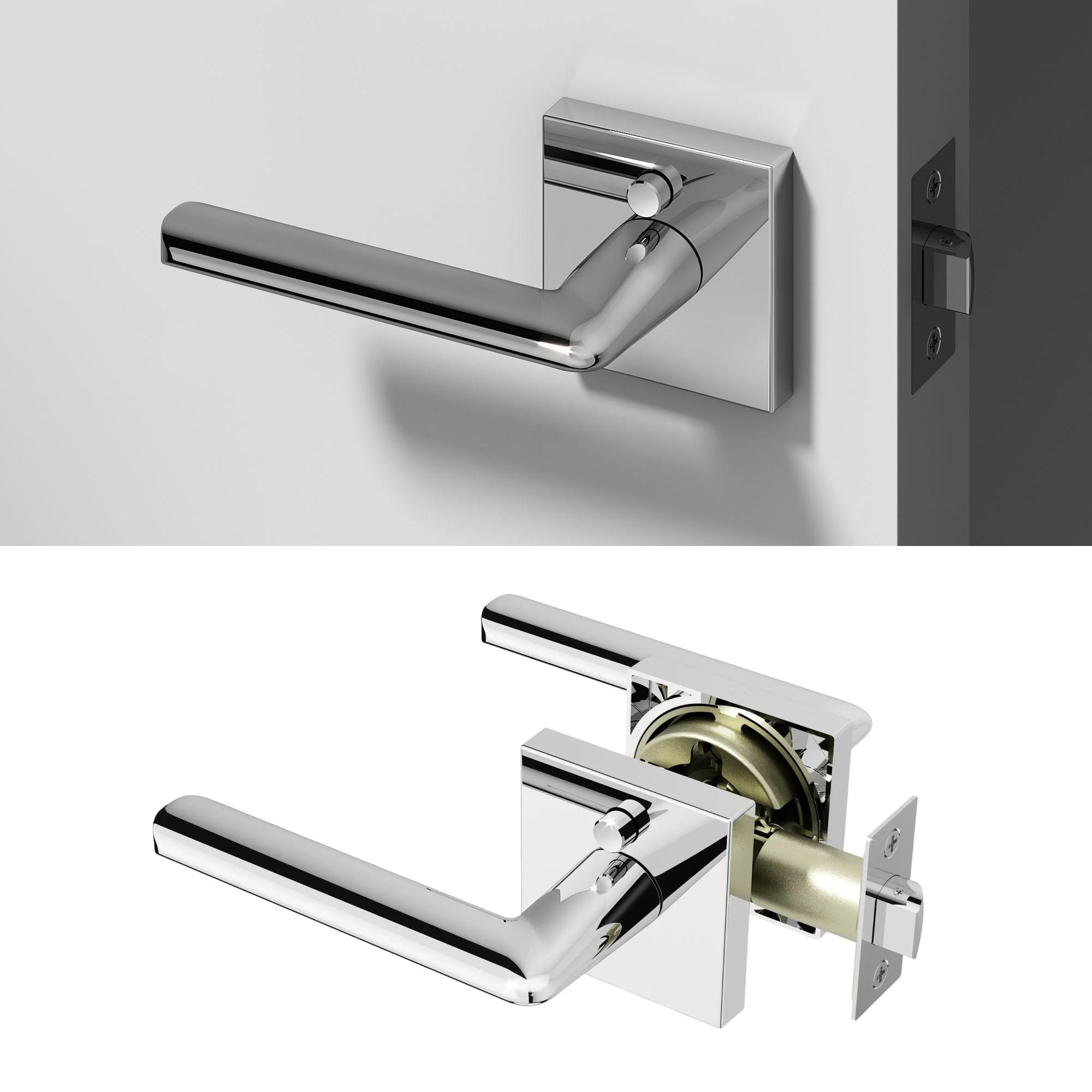 OKUN Mirra Chrome Interior or Bed/Bath Hall/Closet Privacy Door Handle