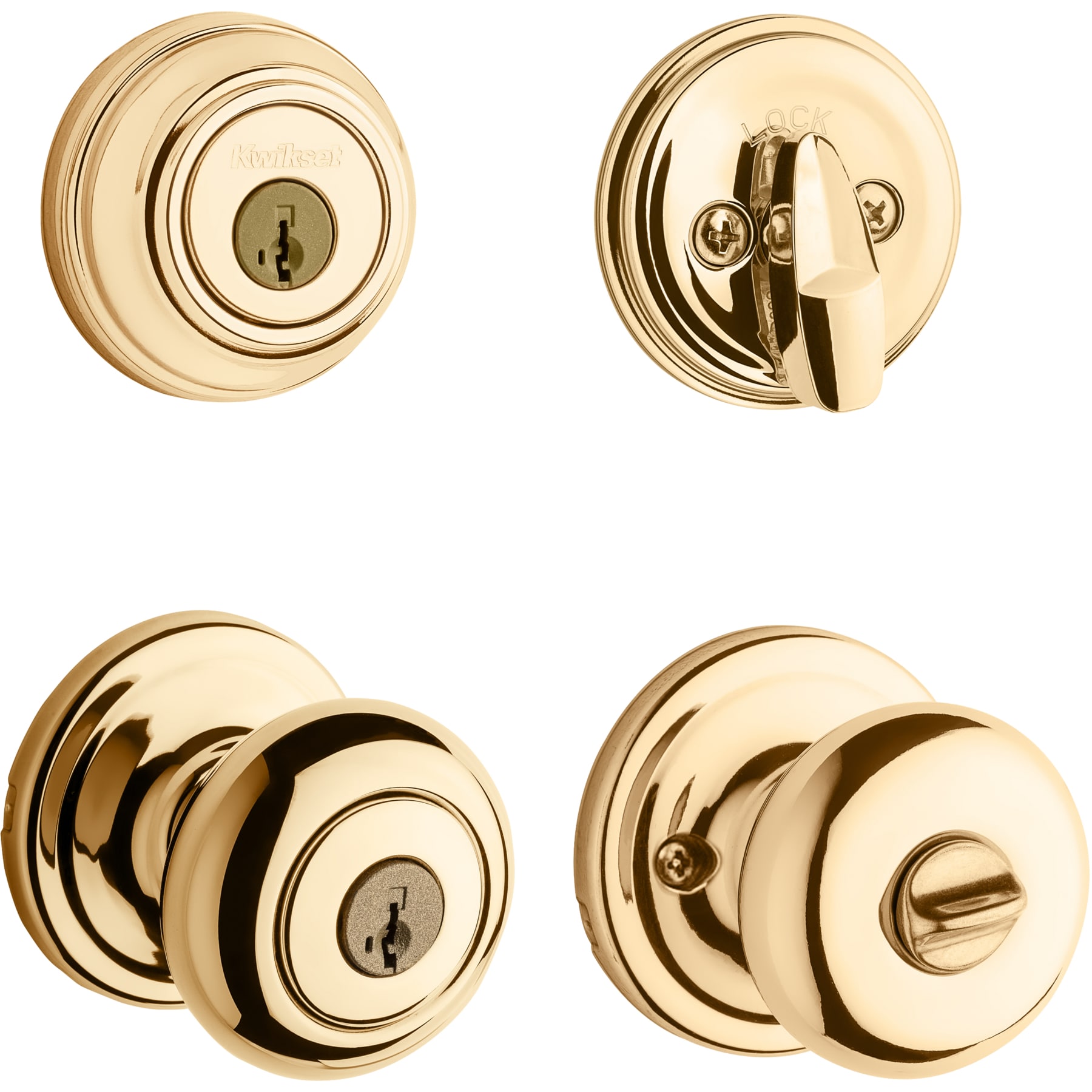 Kwikset Juno Polished Brass Exterior Single-cylinder deadbolt Keyed ...