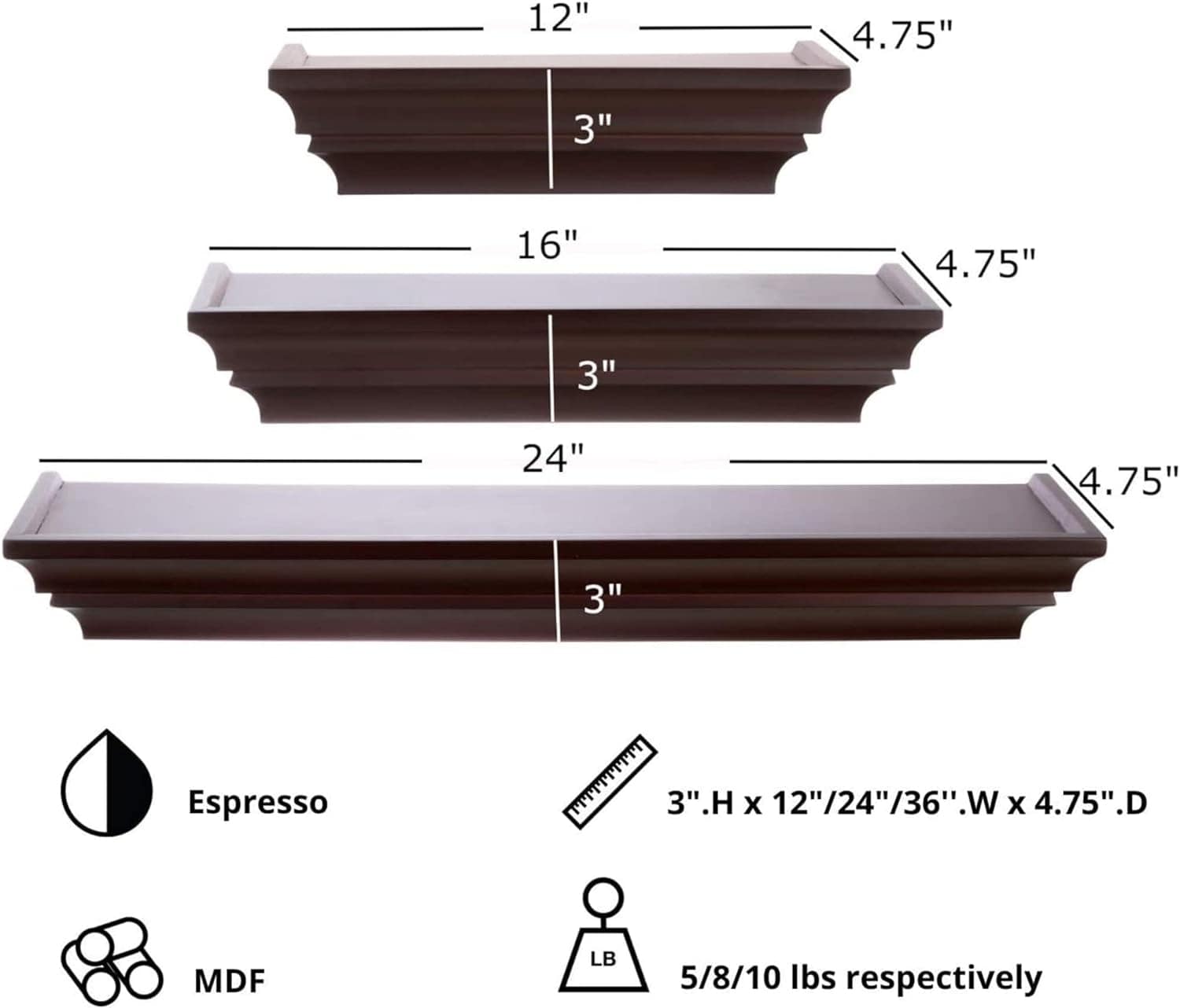 Kiera Grace FN00371-3 Wall-Mounted-Shelving - View #2