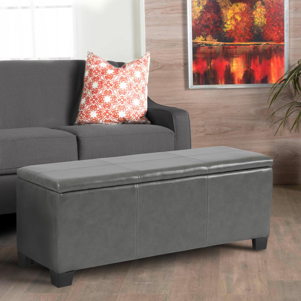 American Furniture Classics Model 511 Foldable Tufted Storage Bench - Gunmetal Gray