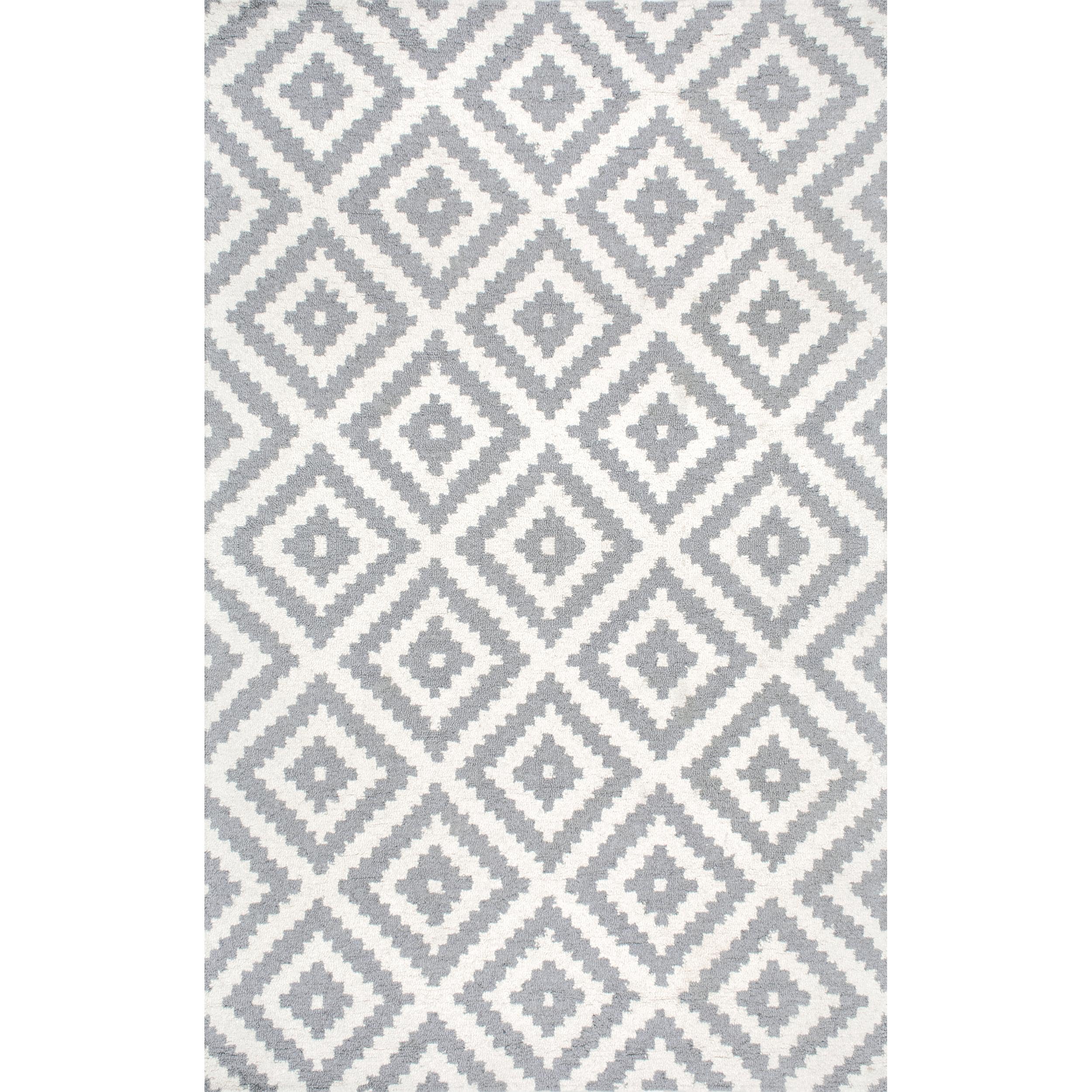nuLOOM MTVS174B-26012 Kellee 2 x 12 (ft) Tufted Wool Gray Rectangular Indoor Geometric Runner rug