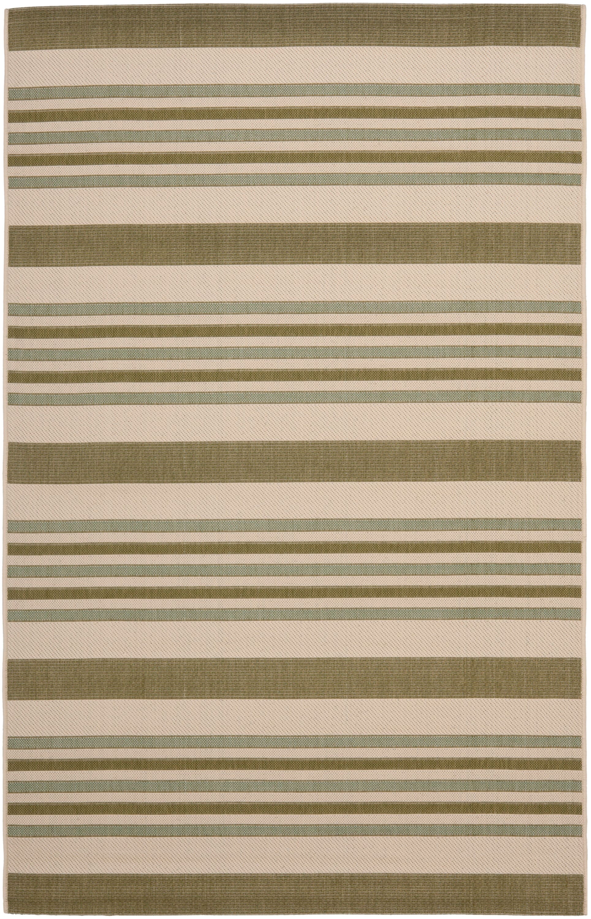 Safavieh CY7062-234A18-4 Courtyard 4 x 6 (ft) Loomed Polypropylene Beige/Green Rectangular Indoor/Outdoor Stripe Coastal Area rug
