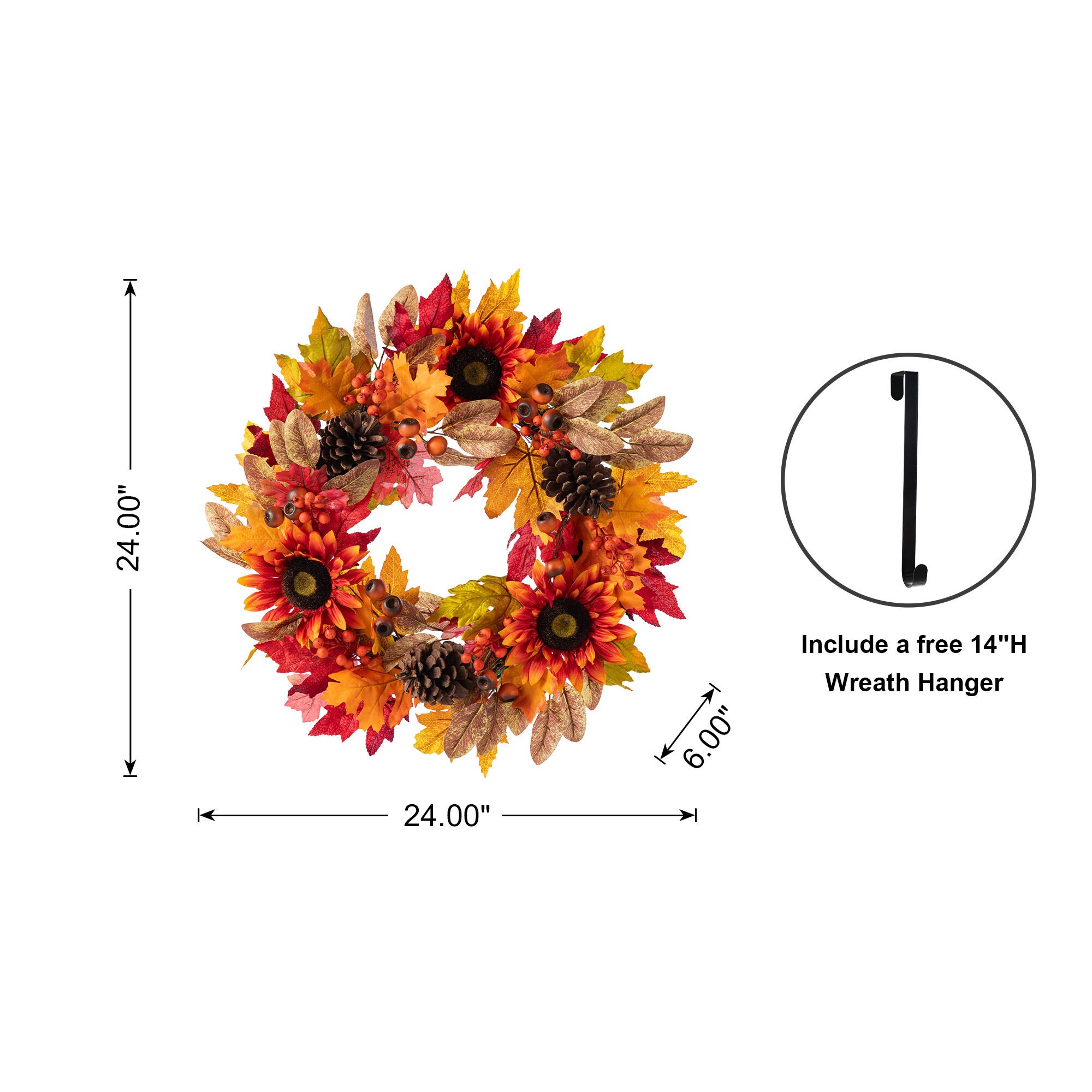Glitzhome 2019500027 Artificial-Thanksgiving-Wreaths - View #4