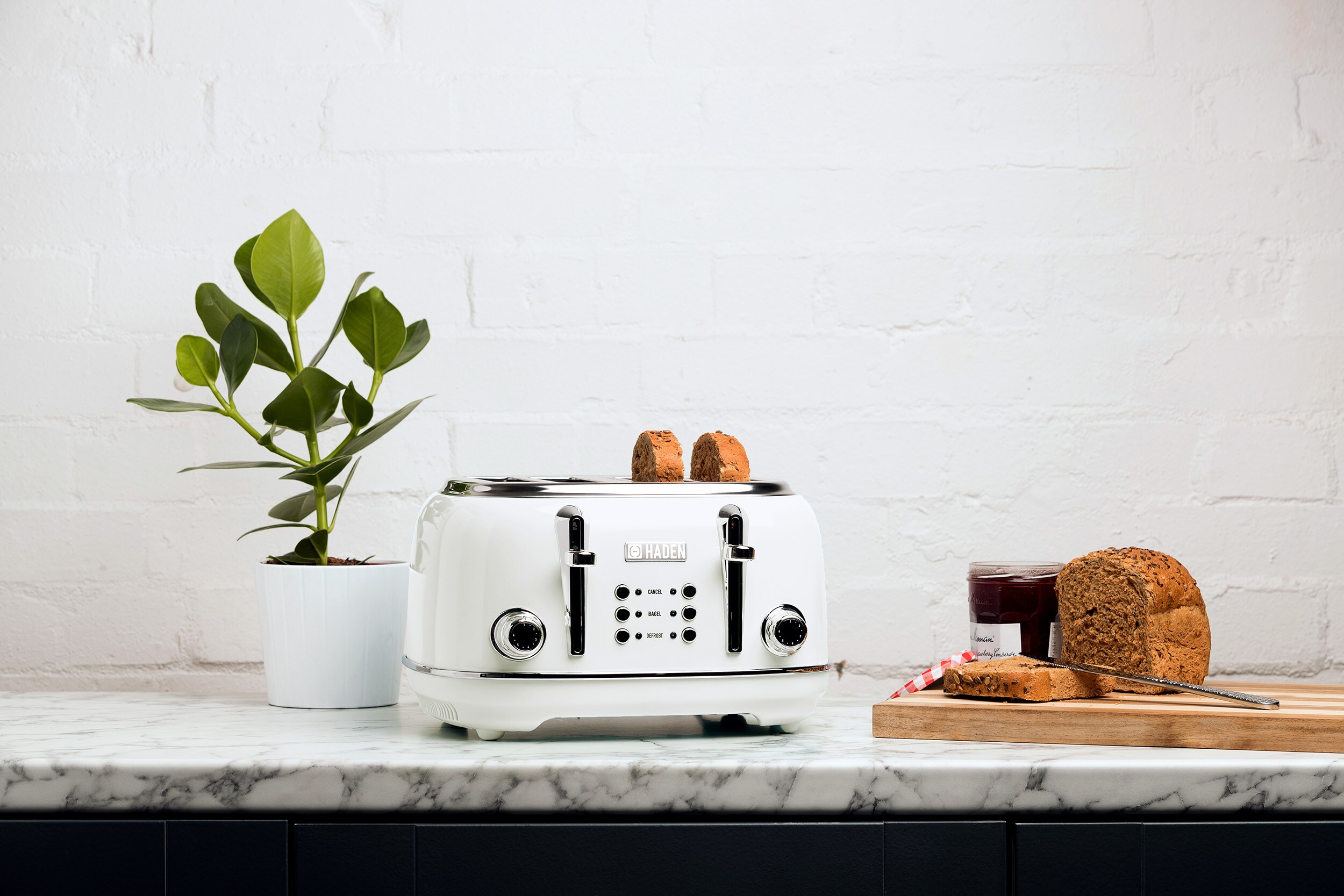 Haden Heritage Toaster, Kettle, Coffee Maker, Microwave, Blender Set, White  