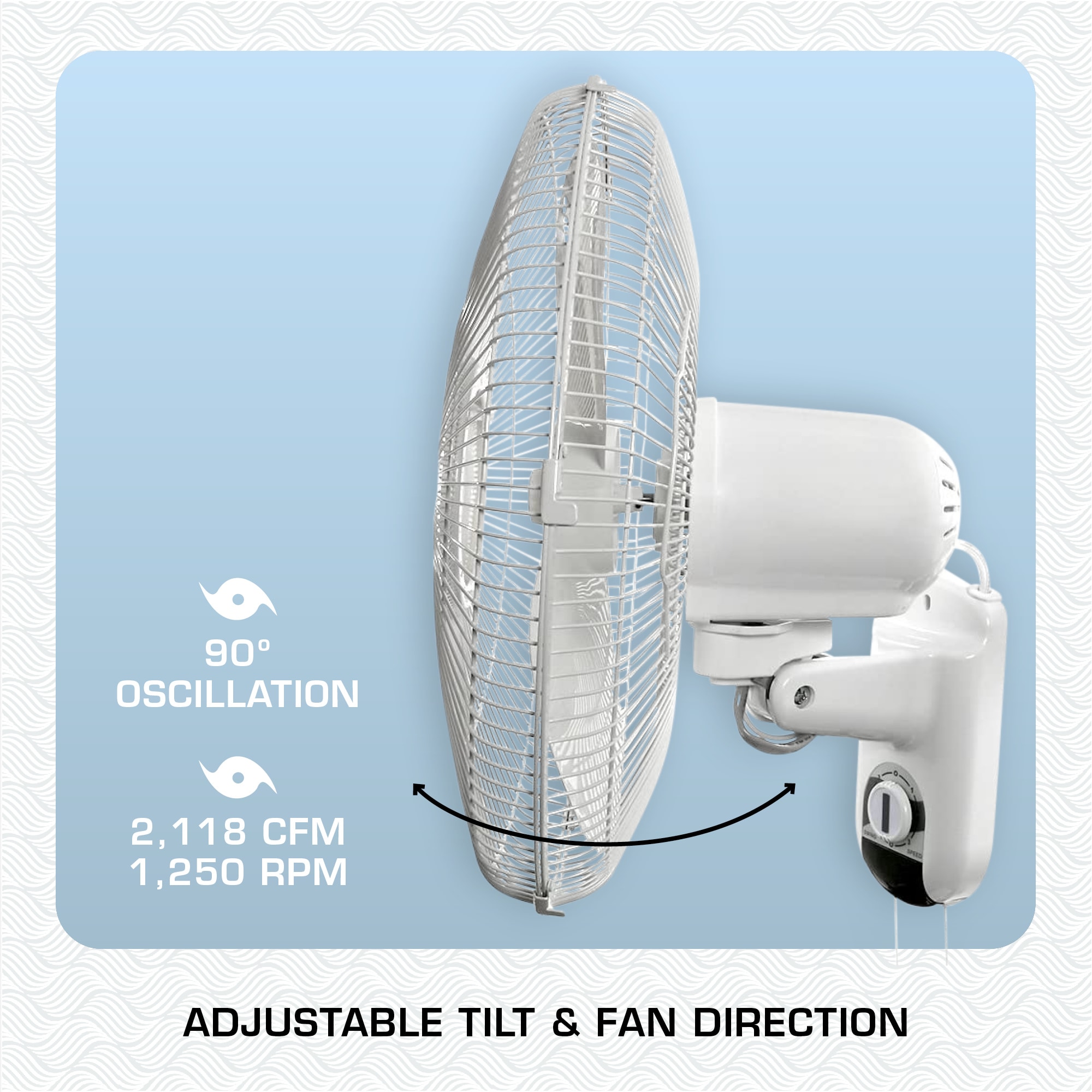 Hurricane Classic Oscillating Wall Mount Fan 16 inAir Accessory at