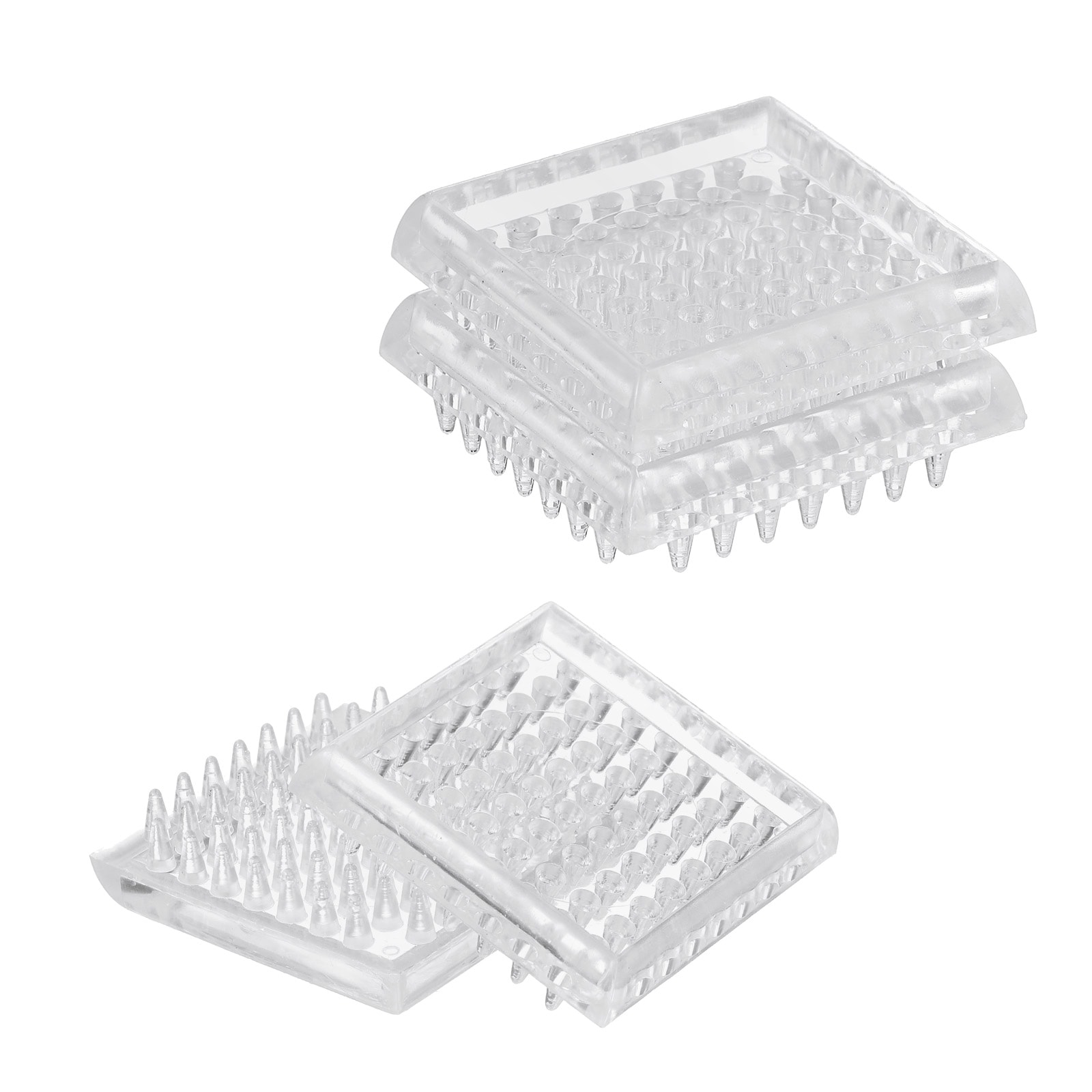 Unique Bargains 4pcs Carpet Protectors Spiked Caster Cups 1.89inch Square Spiked Furniture Cup Furniture Carpet Protectors for Furniture Legs Table Chair Sofa