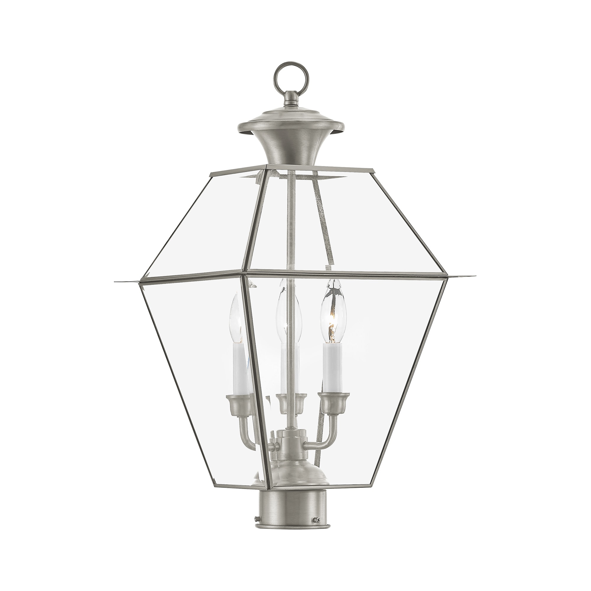 Livex Lighting 2384-91 Westover 22-Inches Brushed Nickel Traditional Outdoor Light post lantern