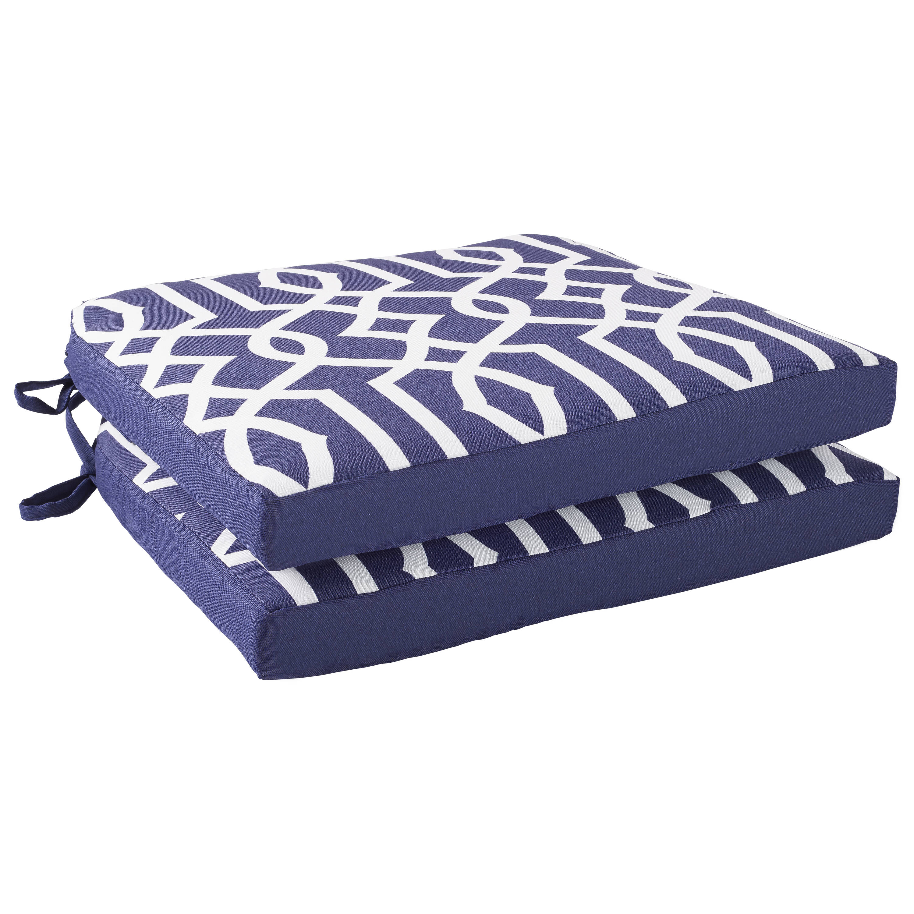 Haven Way 18-in x 18-in 2-Piece Navy Lattice Patio Chair Cushion at ...