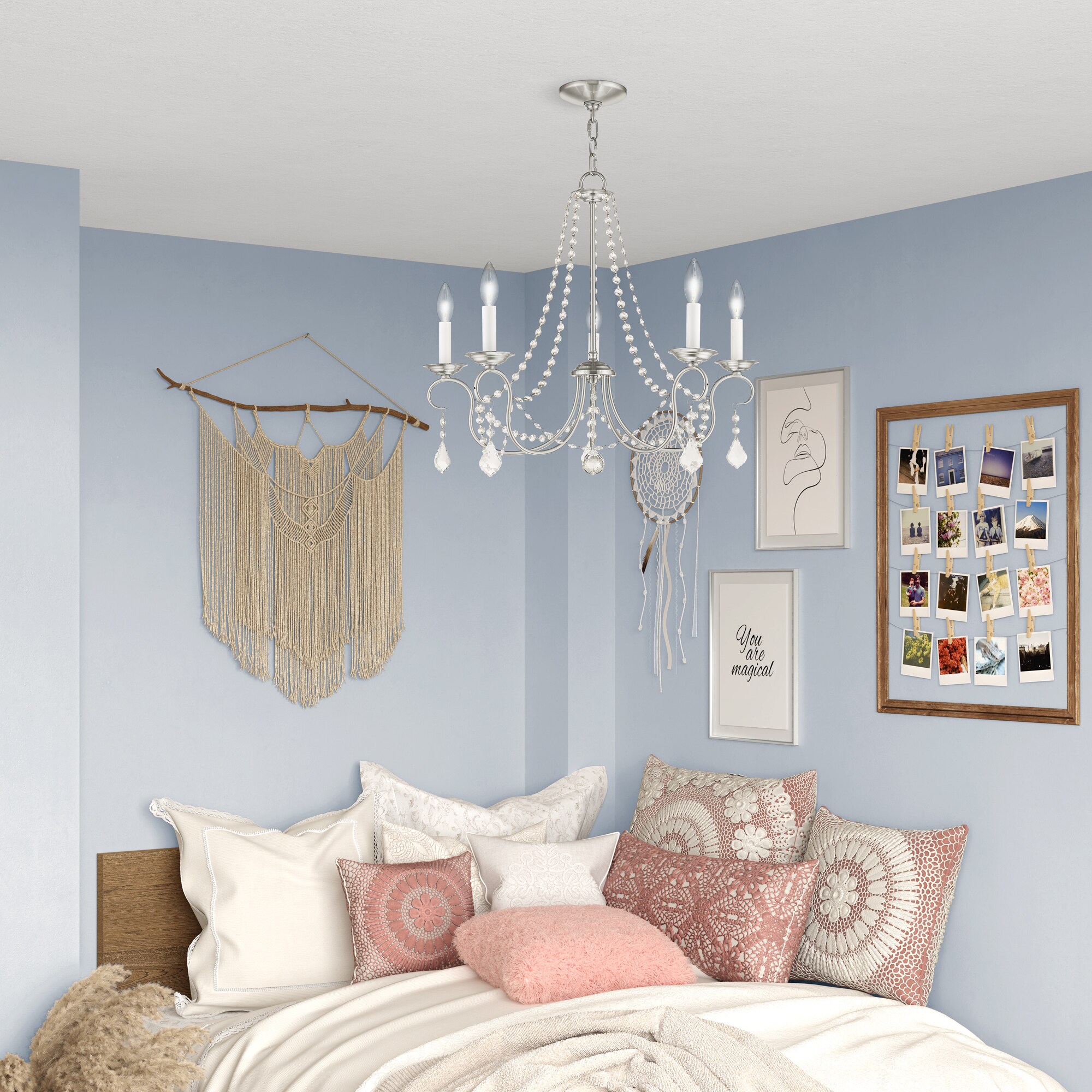 Brushed Nickel Mini 5-Light Candelabra Chandelier